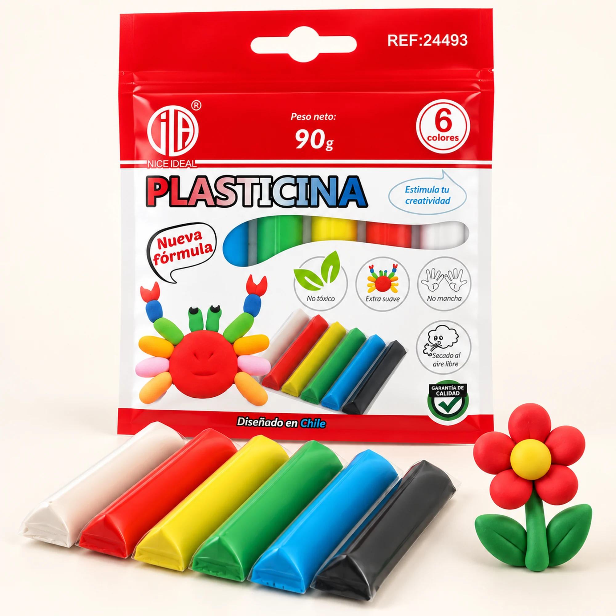 Plasticina Suave de 6 Colores, 90 g