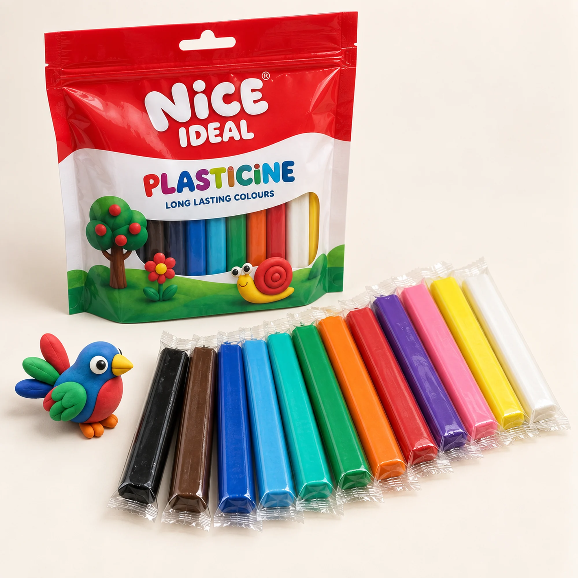 Plasticina Suave de 12 Colores, 160 g