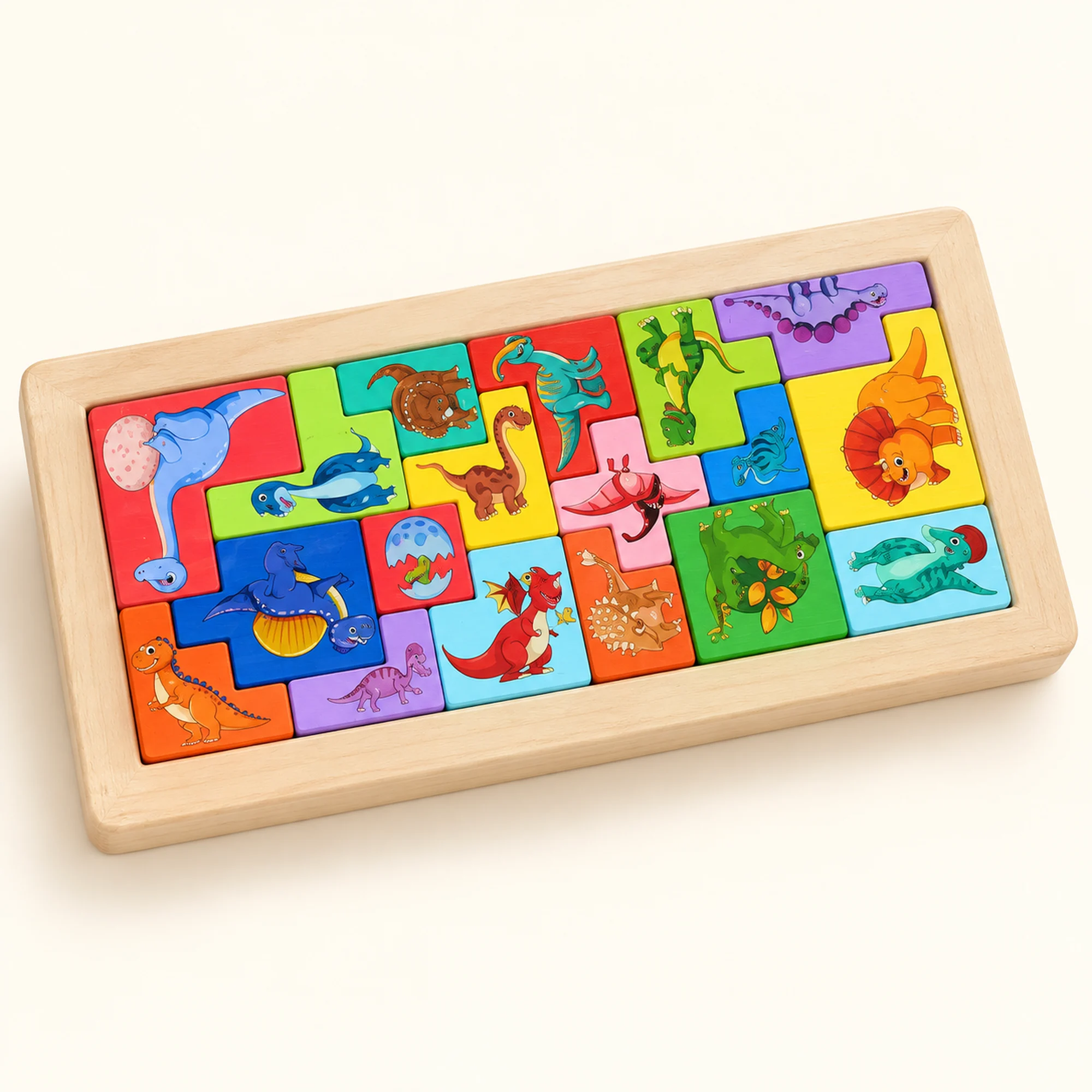 Puzzle de Bloques de Madera Ilustrado, 30 × 15 cm, Diseño Surtido