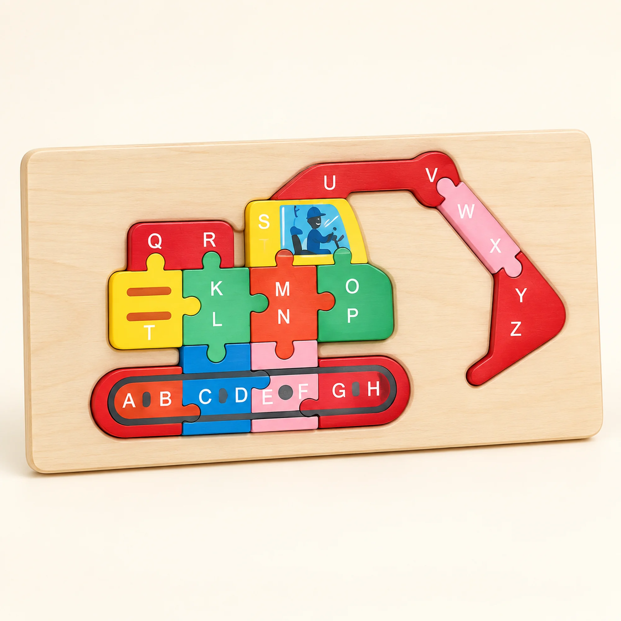 Puzzle de Madera 3D Encajable con Alfabeto, 30 × 15 cm, Diseño Surtido