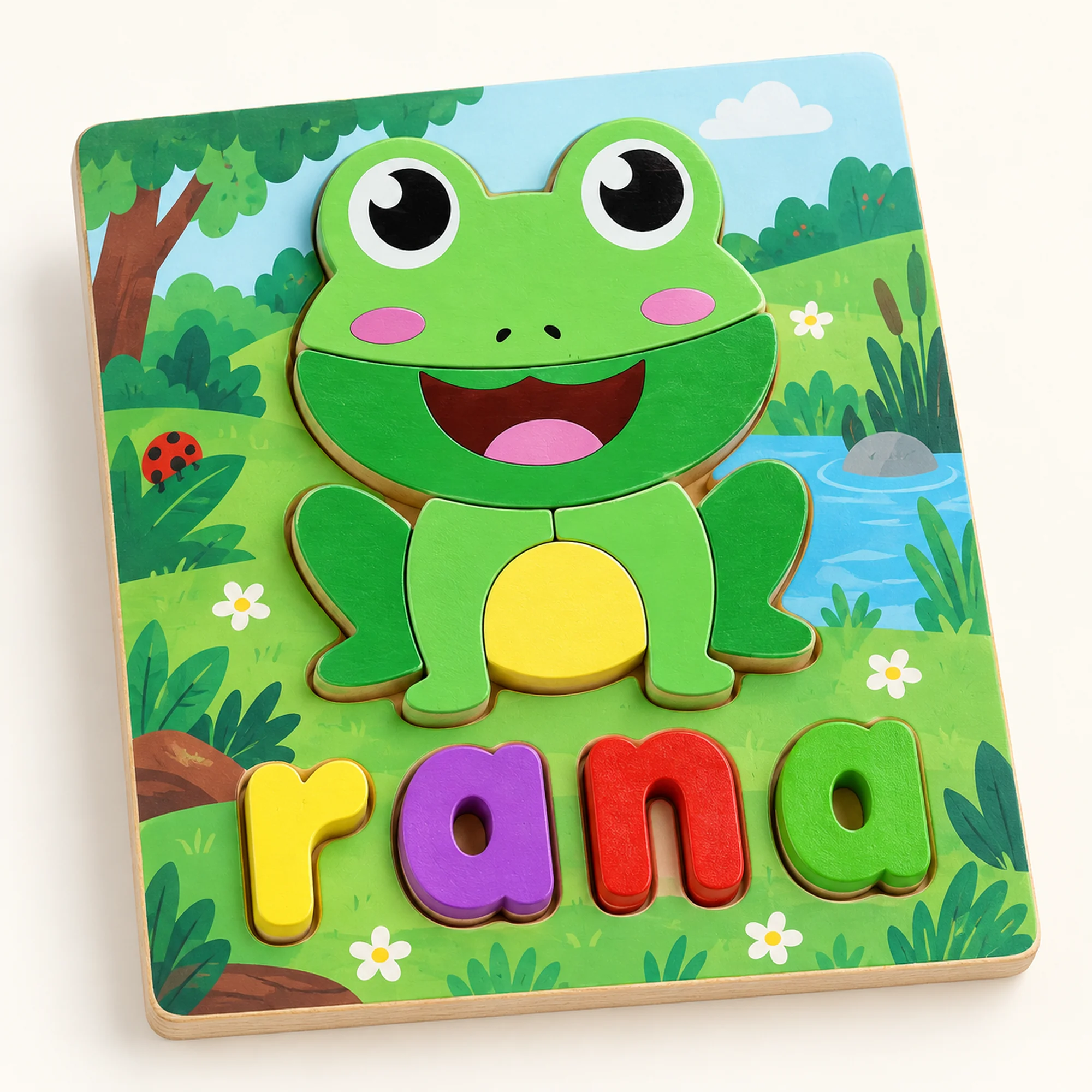 Puzzle de Madera Animal y Palabra en Español, 18 × 15 cm, Diseño Surtido