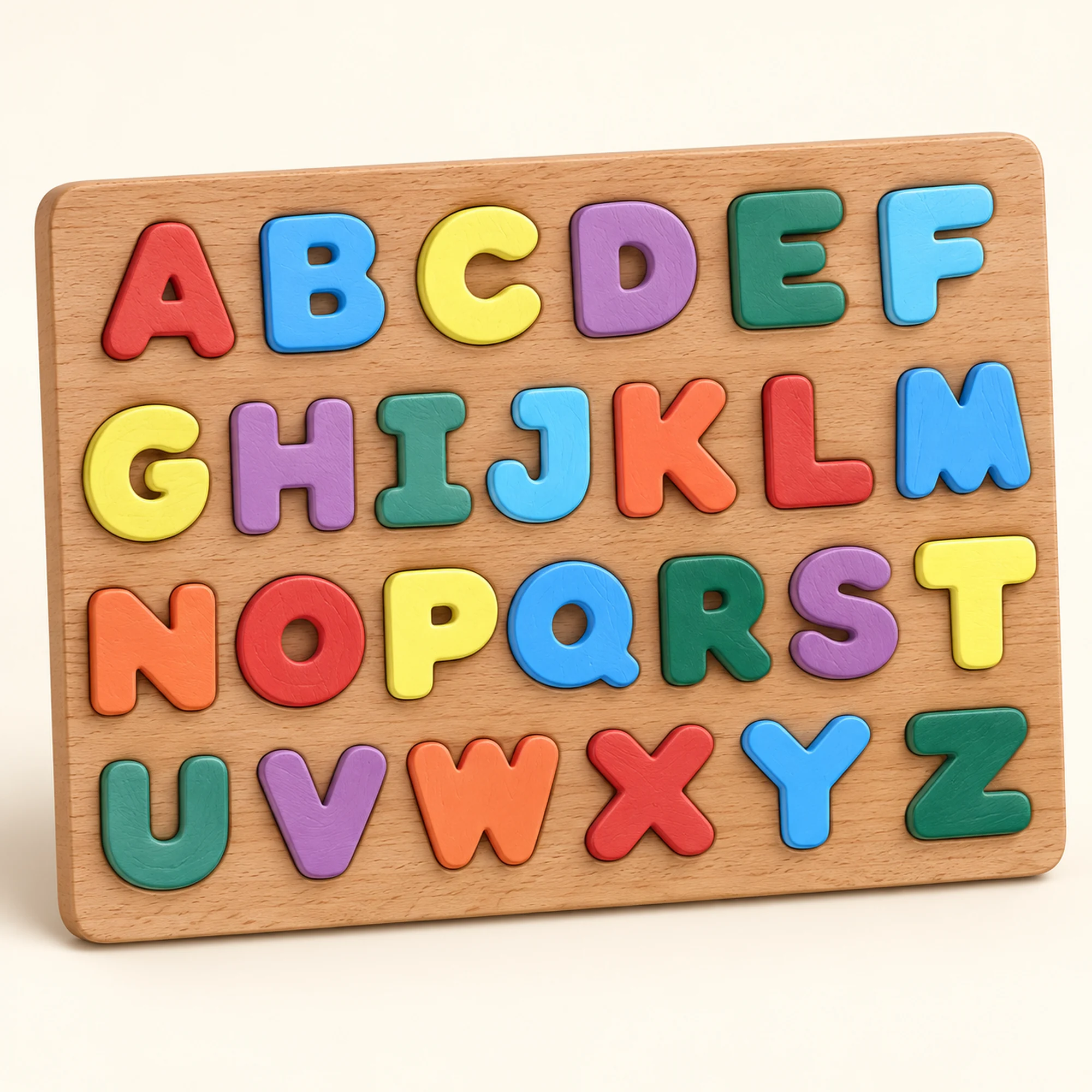 Puzzle de Madera Educativo con Letras o Formas, 30 × 22,5 cm, Diseño Surtido