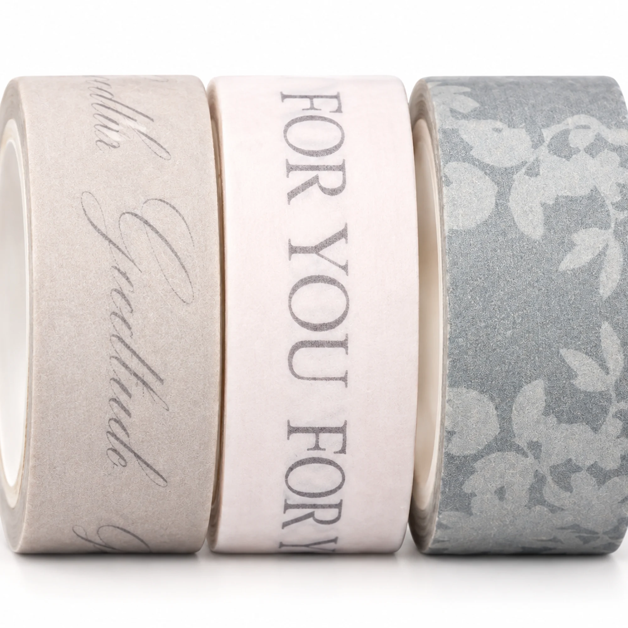 Set de 3 Cintas Washi Grises Con Mensaje For You, 1,5 cm × 2 m por Rollo