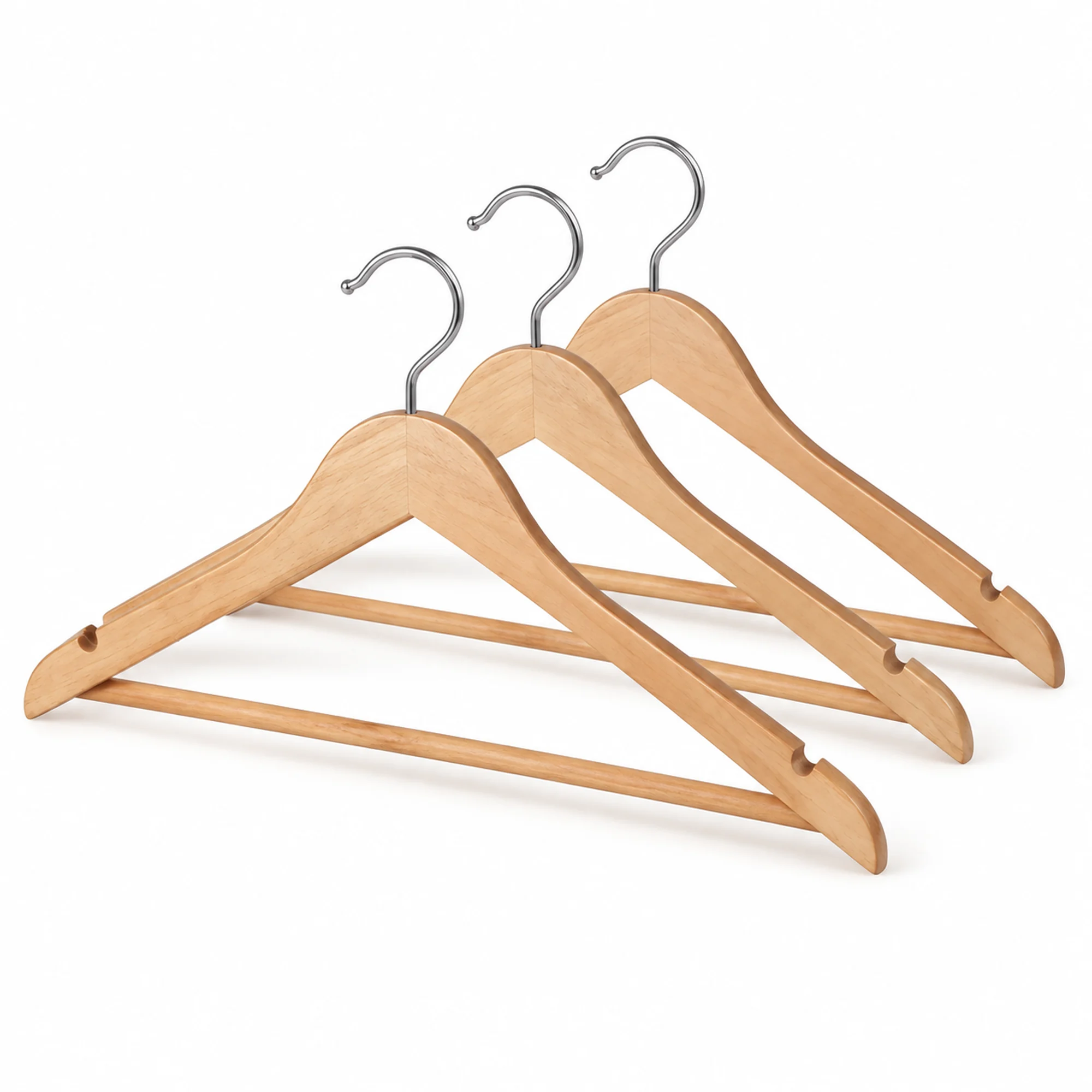 Set de 3 Colgadores de Madera con Barra para Pantalones, 44,3 cm
