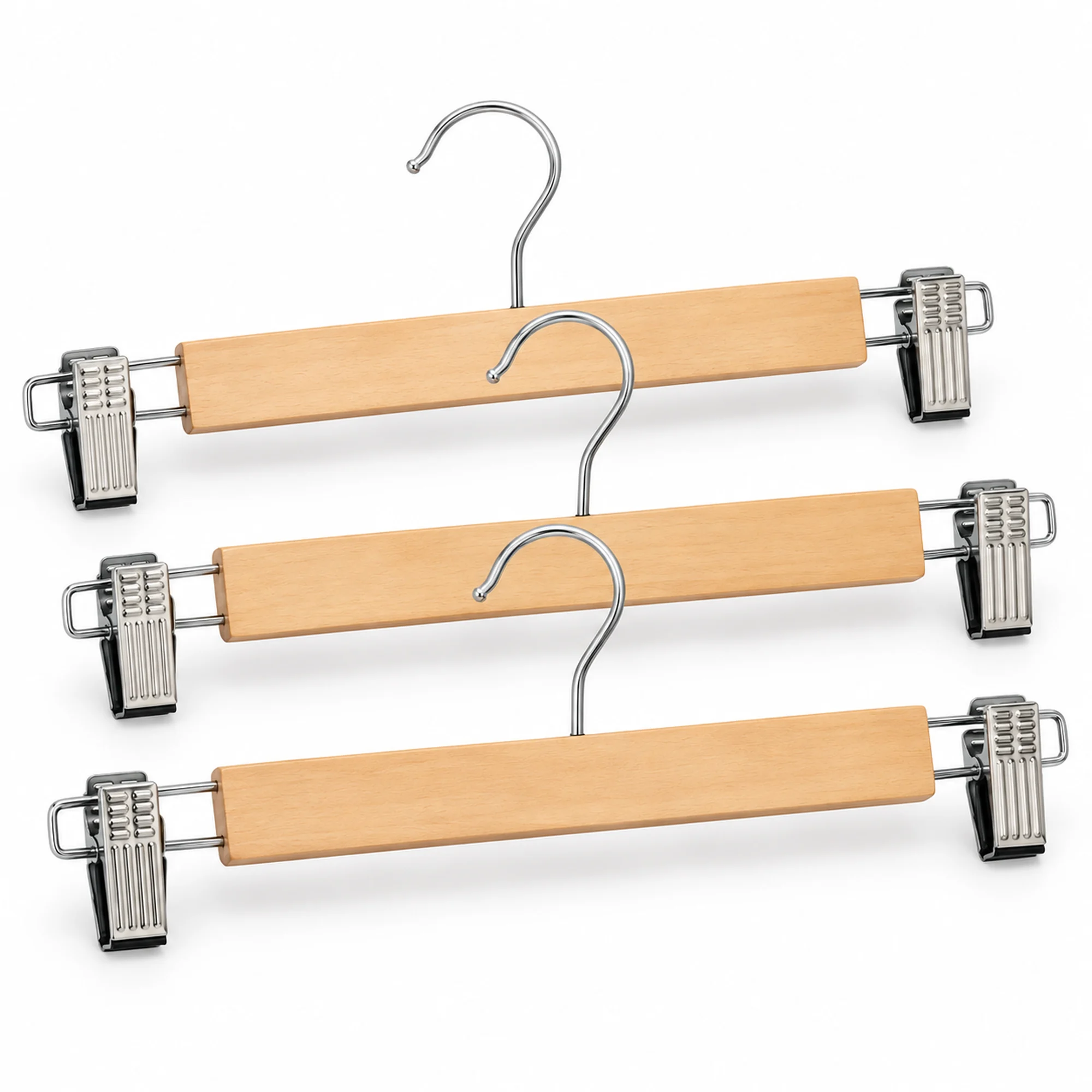 Set de 3 Colgadores con Pinzas de Madera, 33 cm