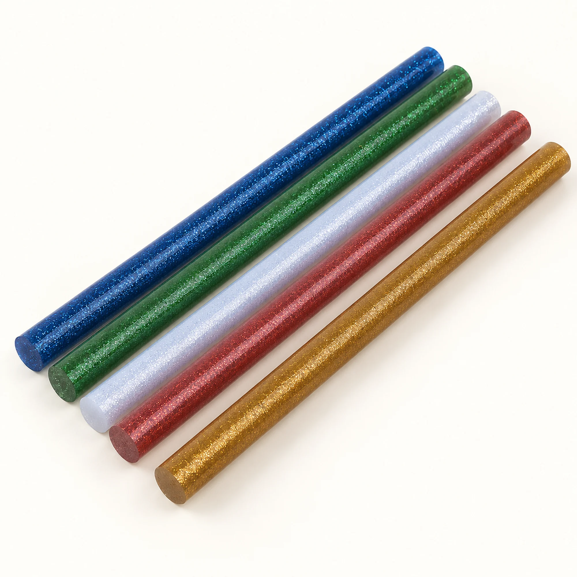 Set de 5 Barras de Silicona De Colores Con Purpurina para Pistola Grande, 10 mm × 20 cm