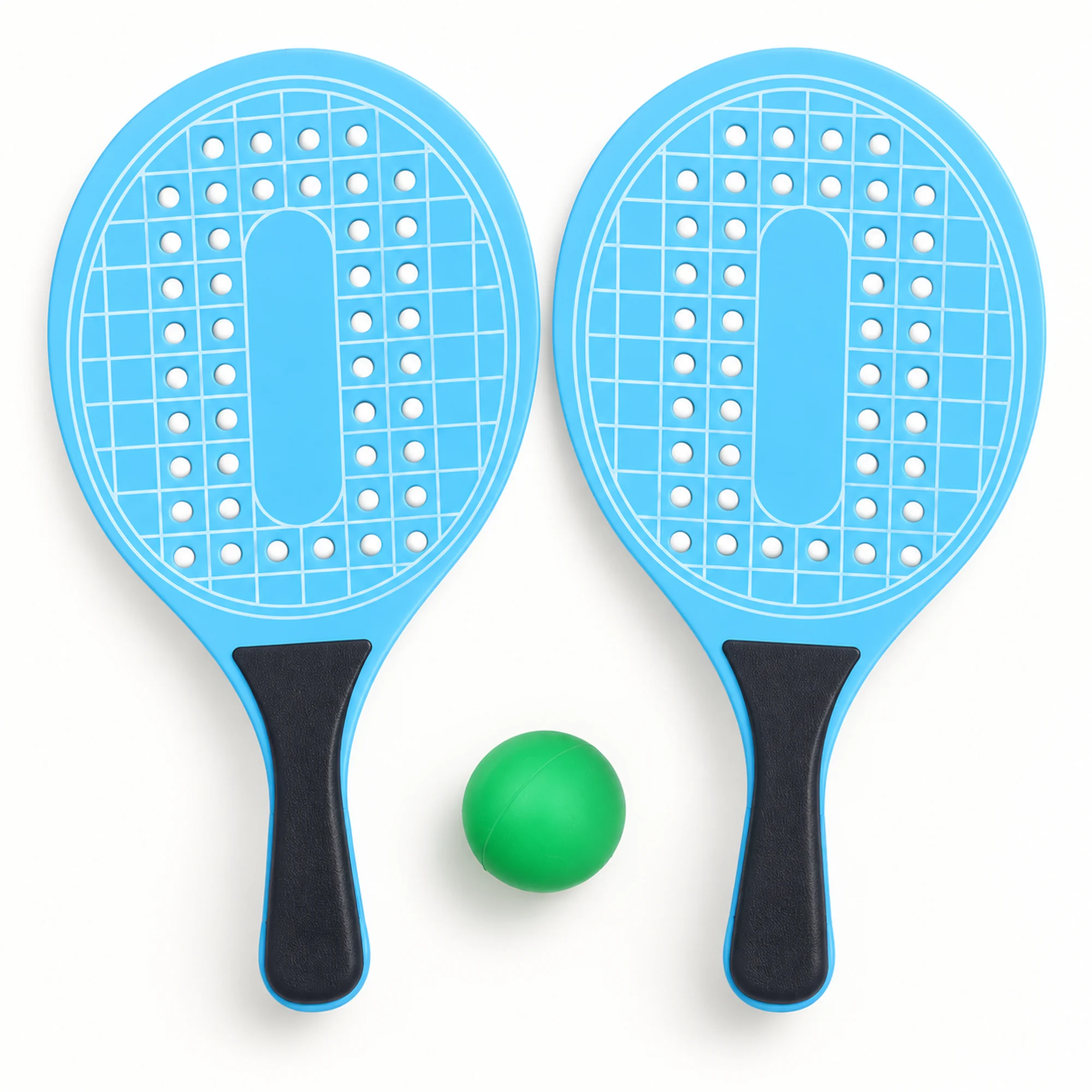 Set de Paletas Perforadas Azules con Pelota, 38 cm