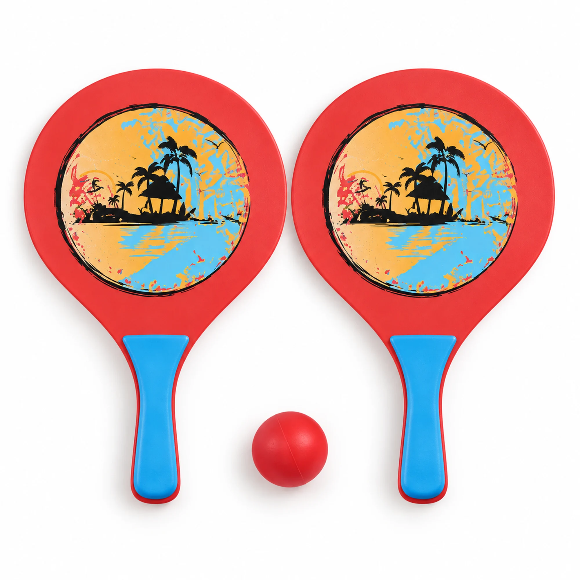 Set de Paletas de Playa Rojas con Pelota, 38 cm