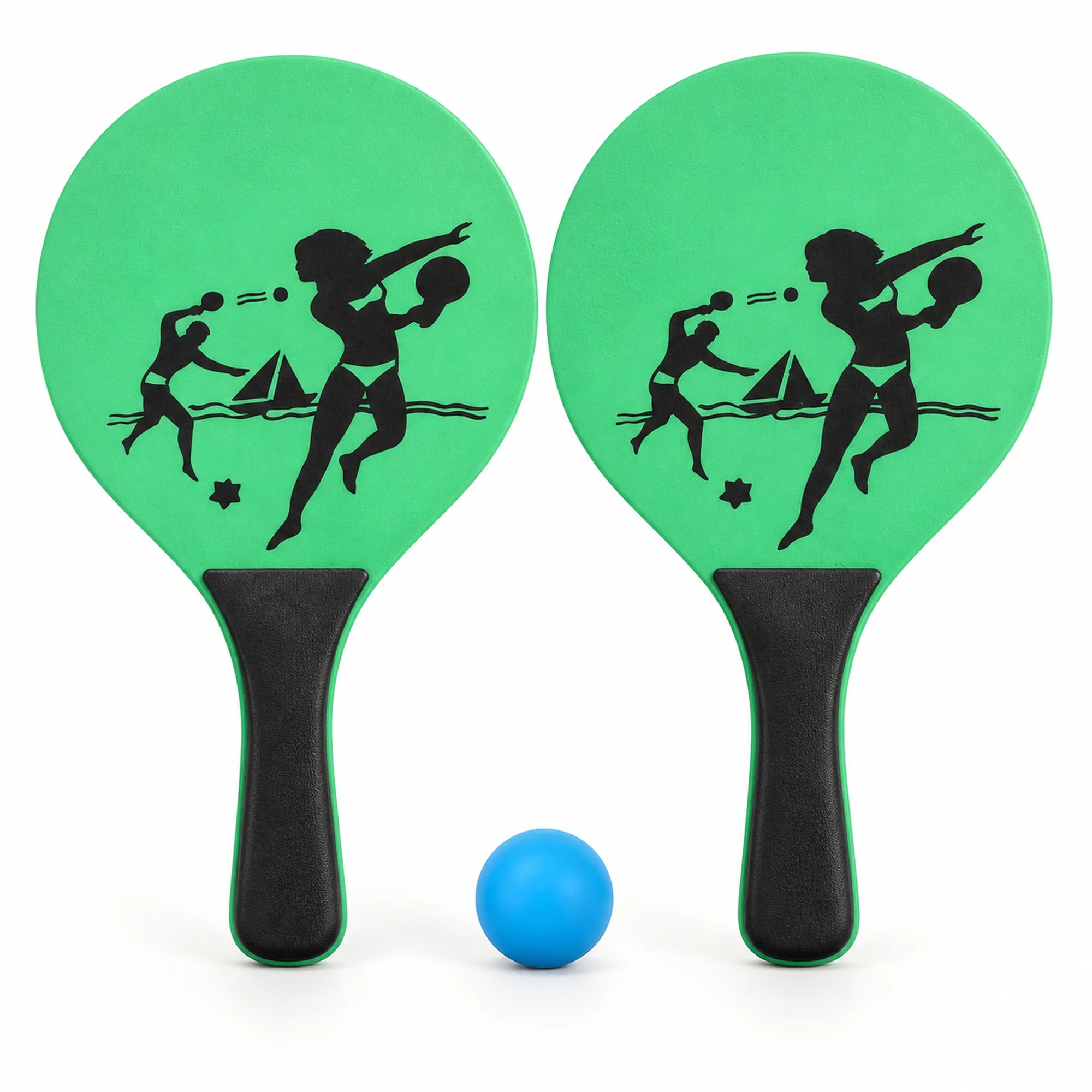 Set de Paletas de Playa Verdes con Pelota, 33 cm