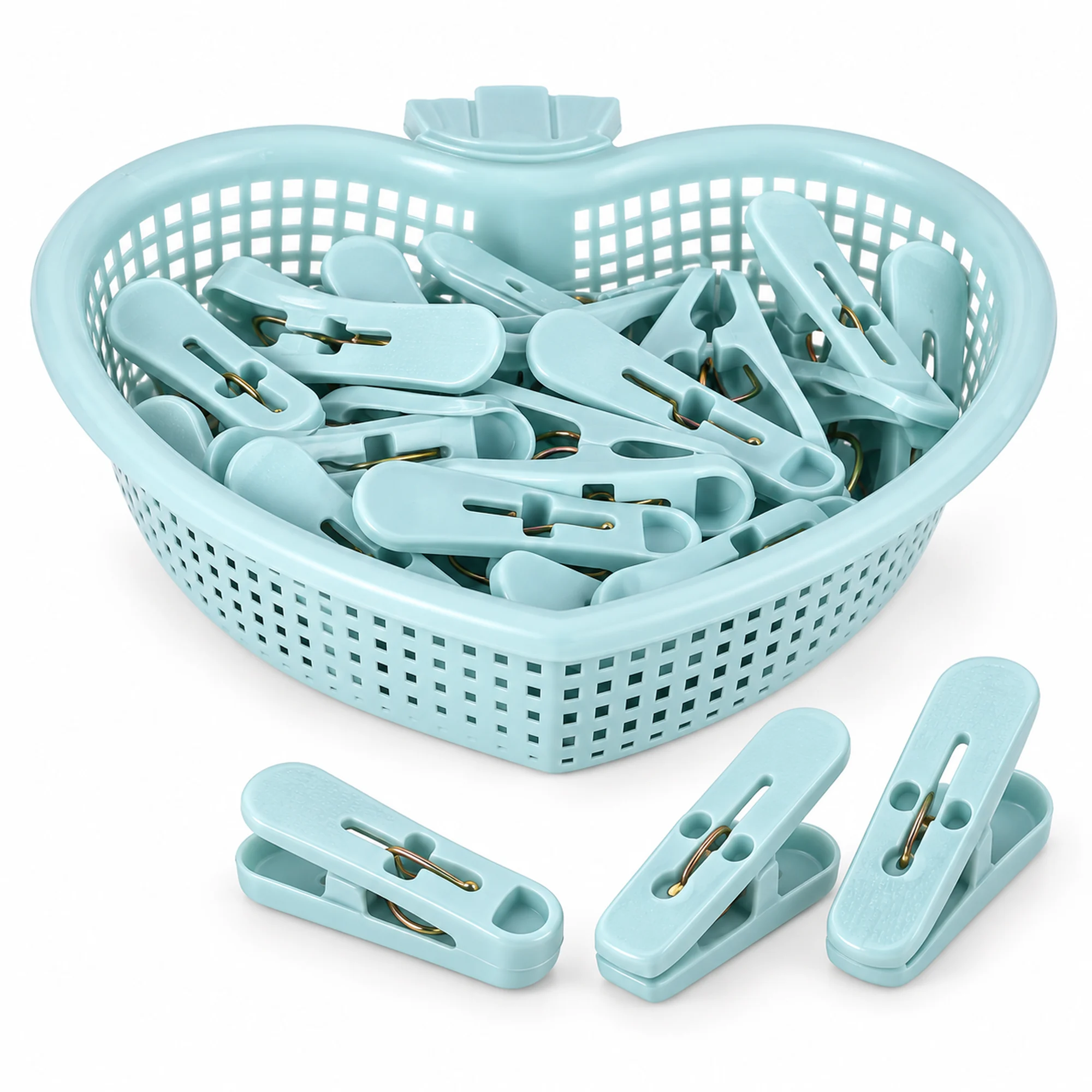 Set de Pinzas para Ropa con Canasto Corazón, 17 × 4 cm