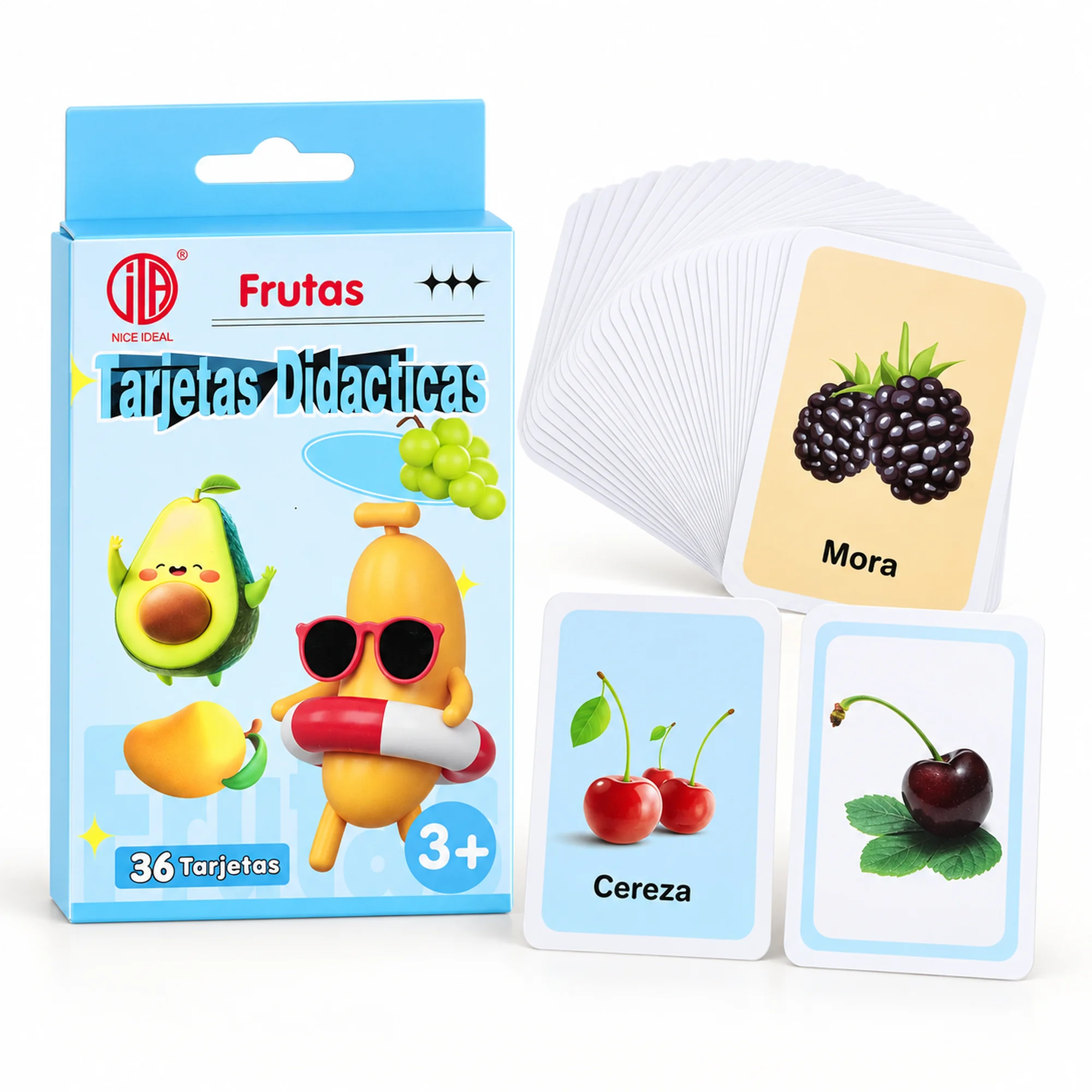 Tarjetas Didácticas de Frutas en Español, 36 Unidades, 7,8 × 11,7 cm