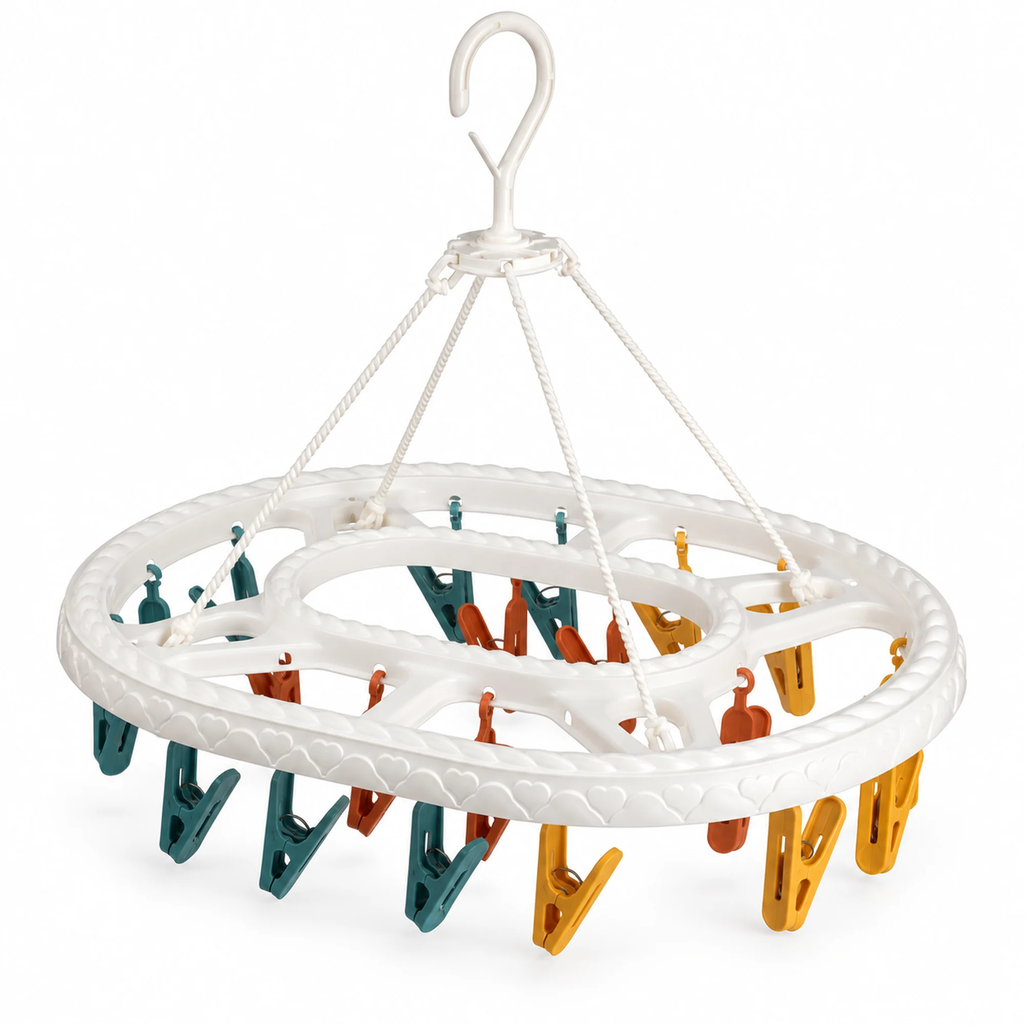 Tendedero Colgante Oval Rectangular con 20 Pinzas, 41,5 × 31 cm