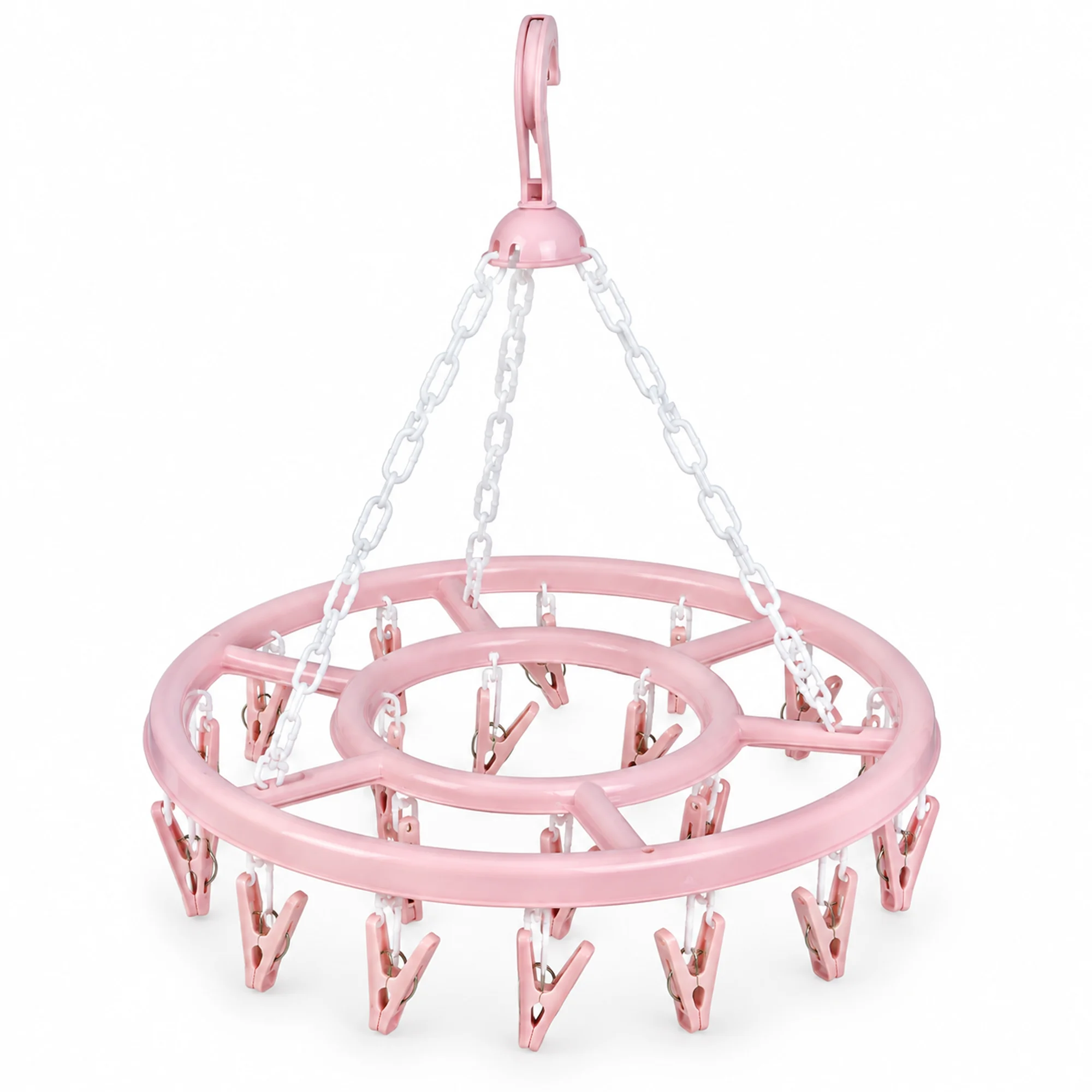 Tendedero Colgante Circular Con Cadena con 18 Pinzas, diámetro 35,5 cm