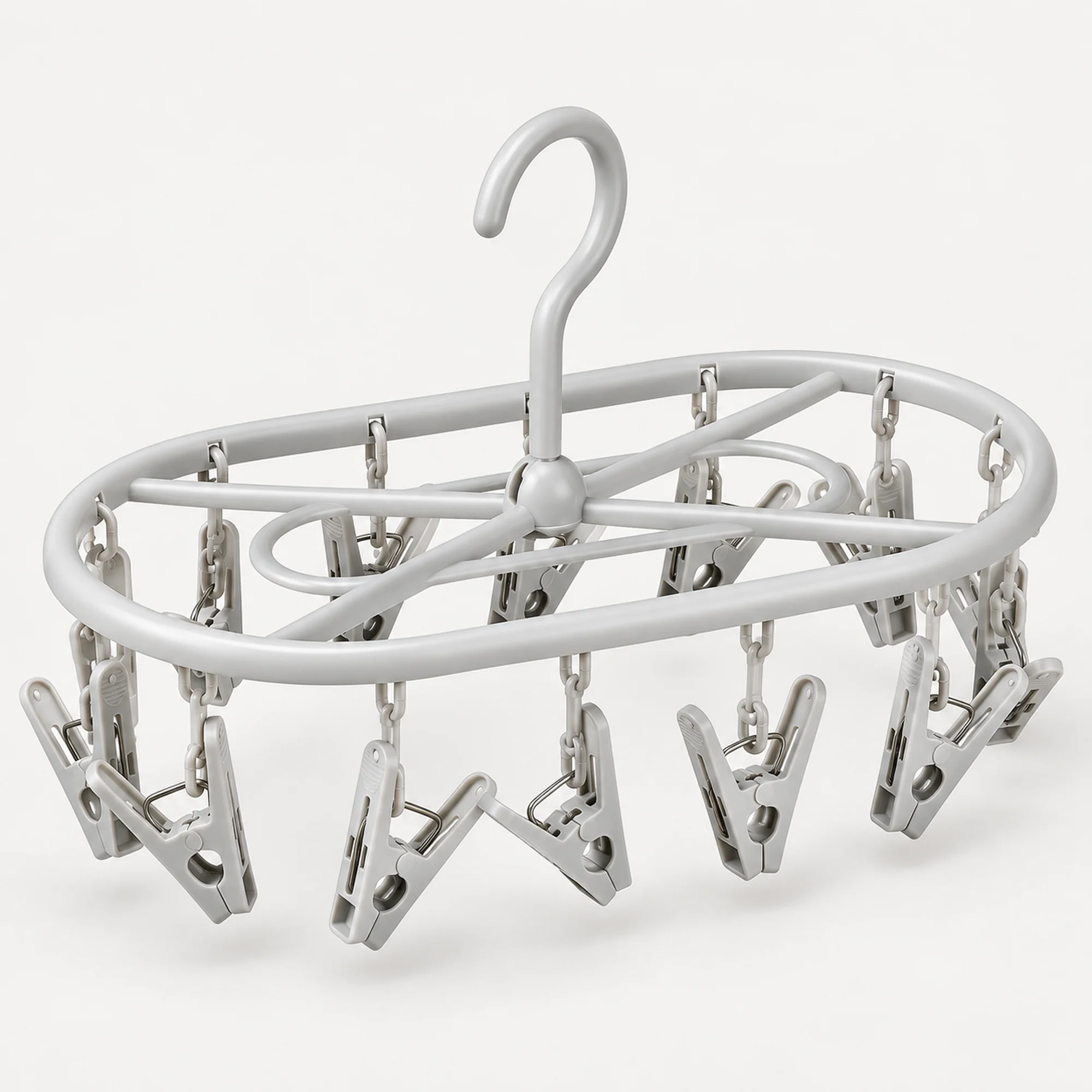 Tendedero Colgante Oval Rectangular Plegable con 14 Pinzas, 28 × 17 cm
