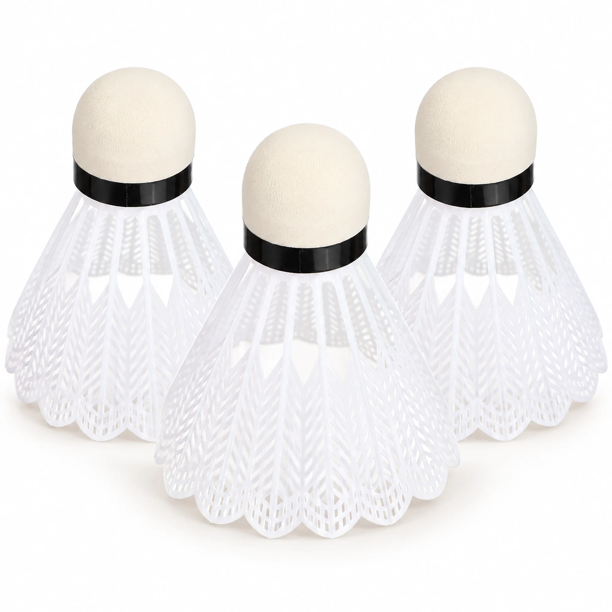 Volantes de Bádminton Plásticos Blancos, 7,5 cm, Pack de 3