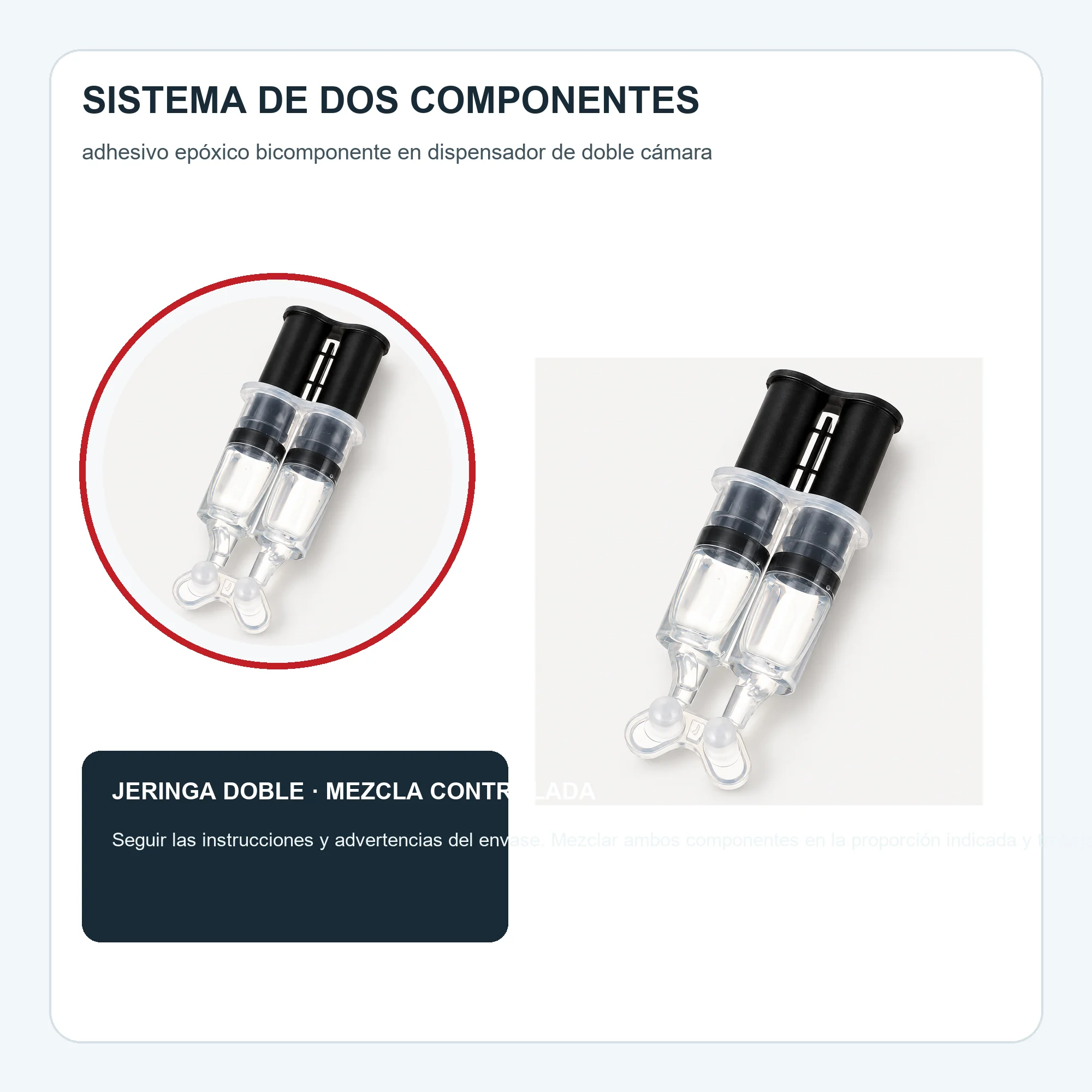 Adhesivo Epóxico Bicomponente en Jeringa Doble