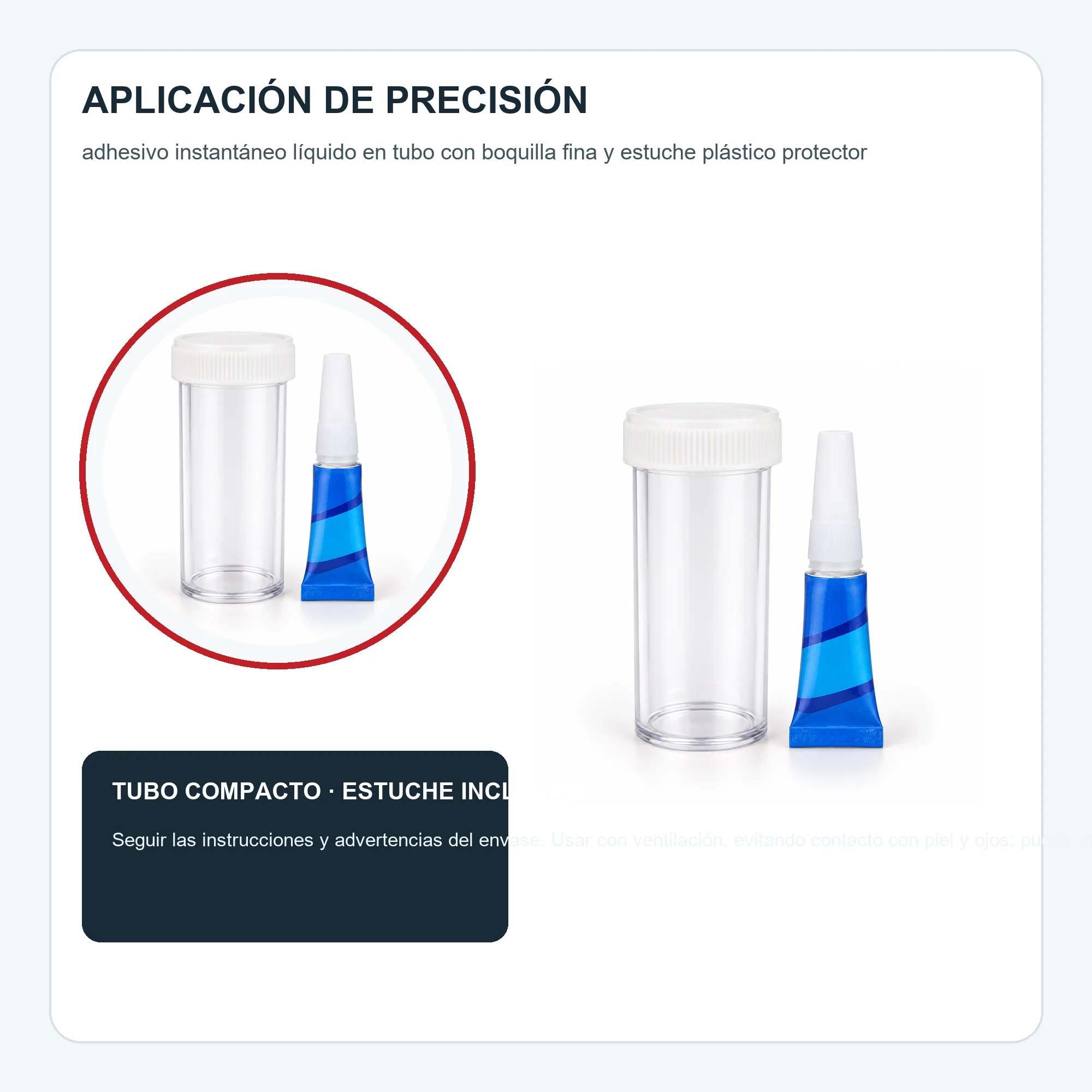 Adhesivo Instantáneo con Boquilla de Precisión y Estuche Protector