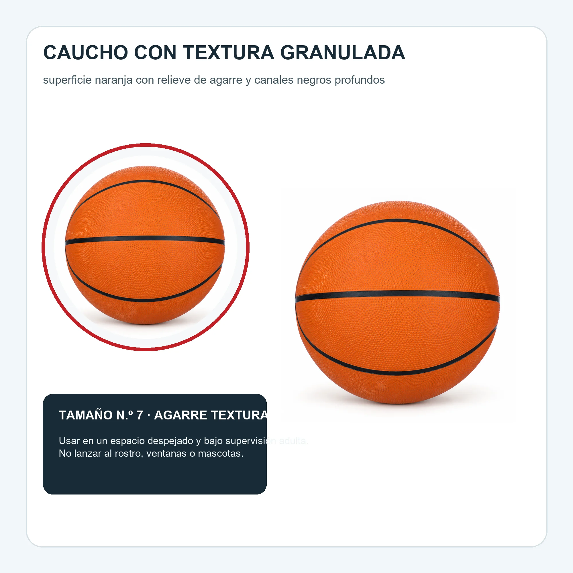 Balón de Básquetbol Naranja N.º 7, 22 cm