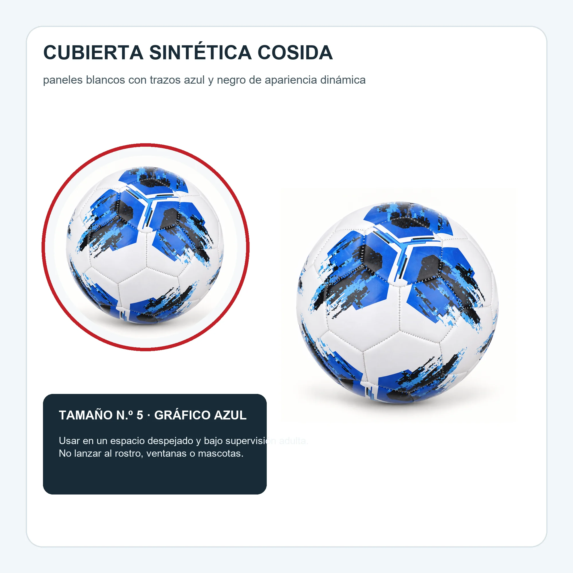 Balón de Fútbol Pinceladas Azules N.º 5, 20 cm
