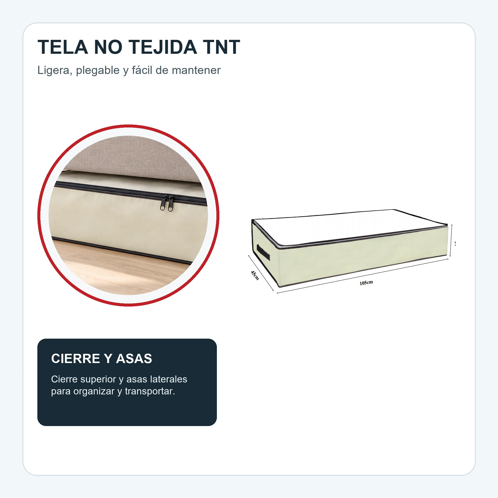 Bolsa Organizadora Bajo Cama Extra Larga, 105 × 45 × 15 cm, 1 Unidad
