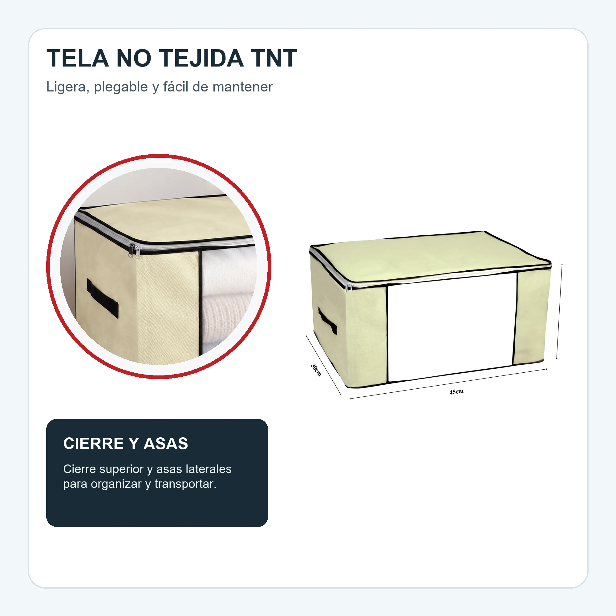 Bolsa Multiuso Organizadora de Tela No Tejida, 45 × 30 × 20 cm, 1 Unidad