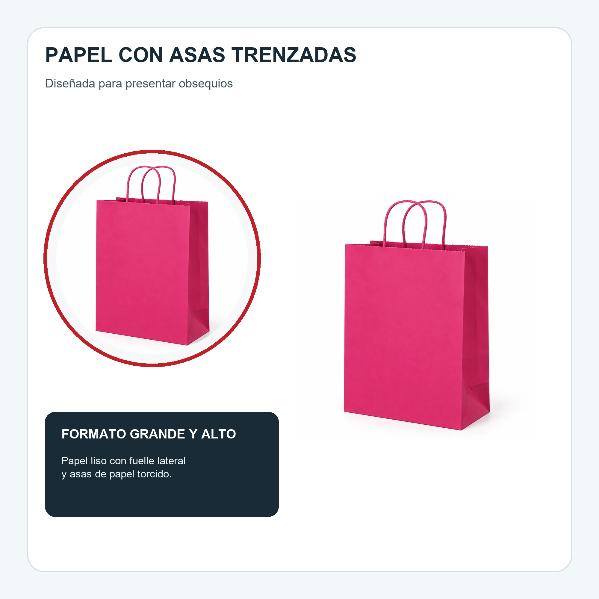 Bolsa de Regalo de Papel Liso con Asas Trenzadas, 31 × 42 × 11,5 cm, Colores Surtidos