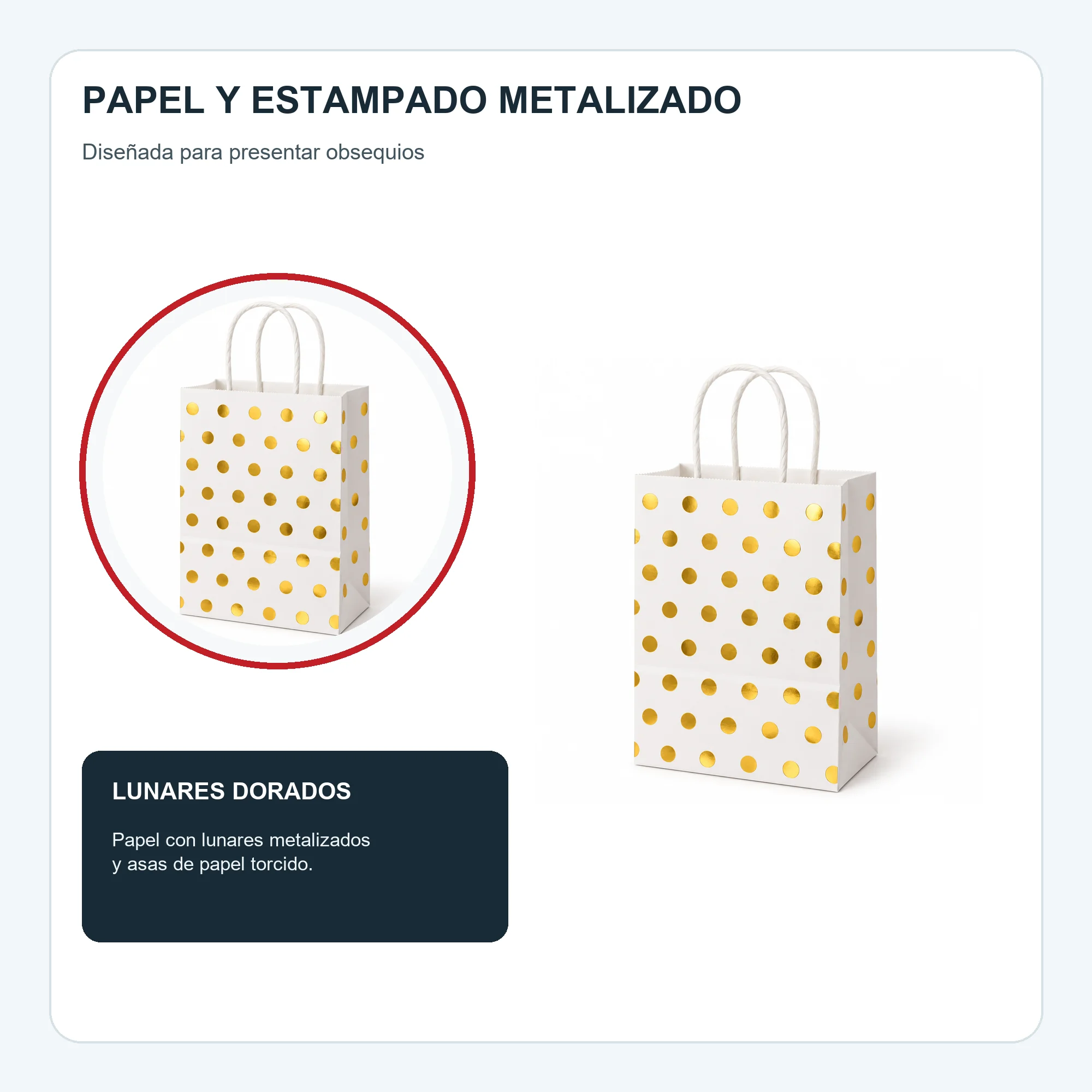 Bolsa de Regalo de Papel con Lunares Metalizados y Asas Trenzadas, 15 × 21 × 8 cm, Colores Surtidos