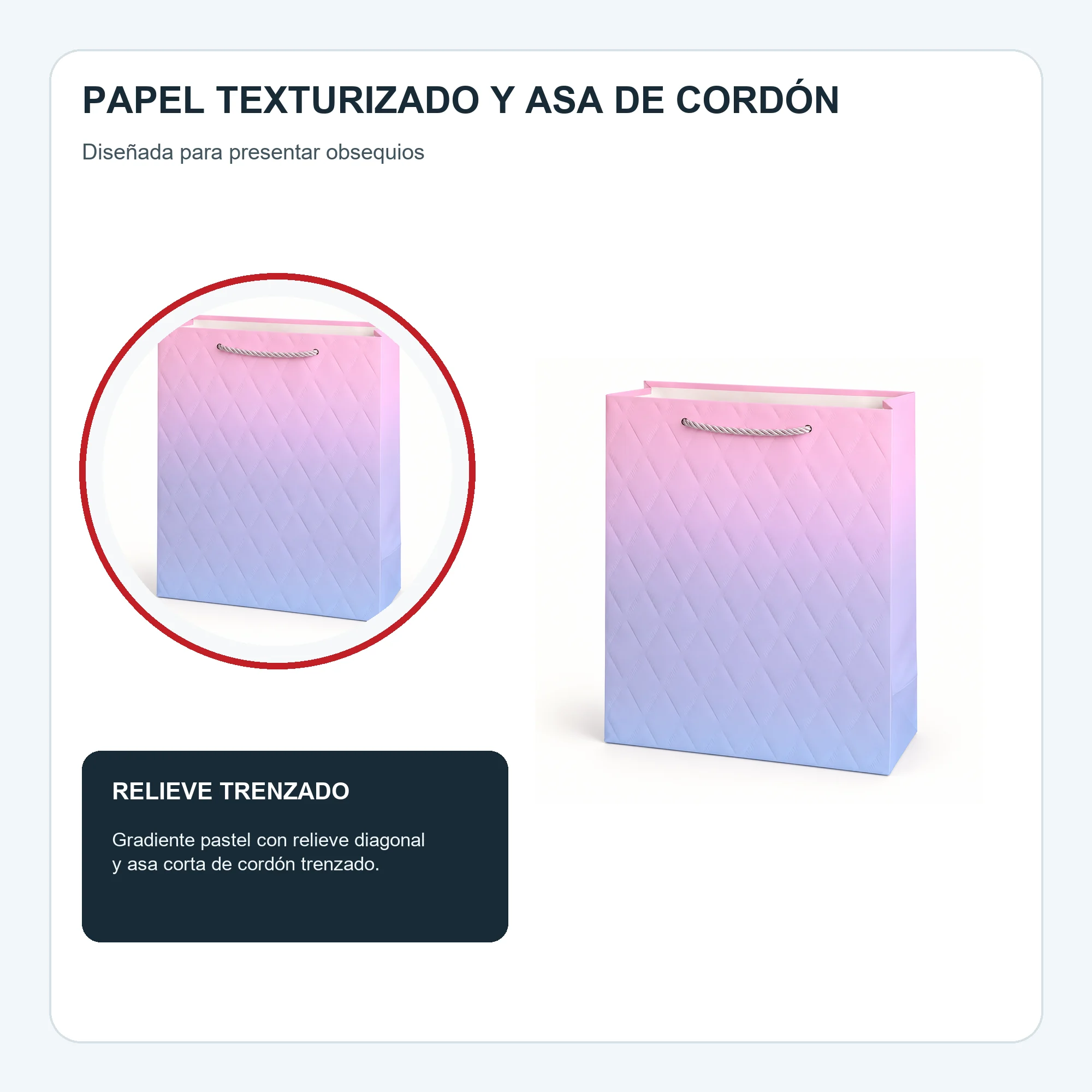 Bolsa de Regalo de Papel Texturizado con Asa de Cordón, 18 × 23 × 10 cm, Colores Surtidos
