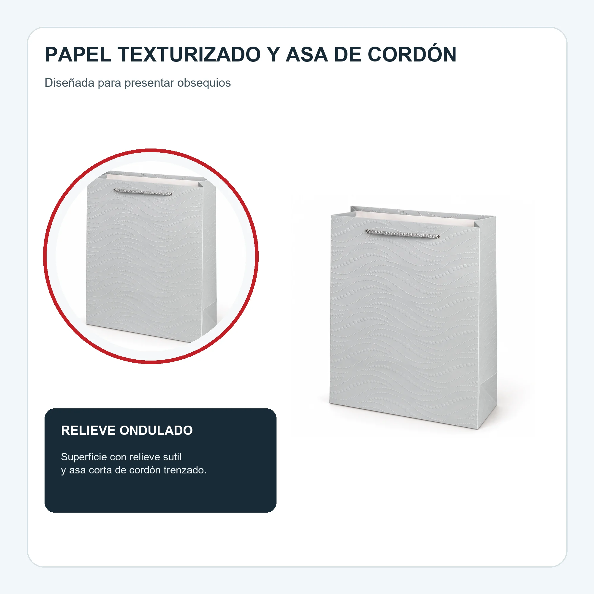 Bolsa de Regalo de Papel Texturizado con Asa de Cordón, 26 × 32 × 10 cm, Colores Surtidos
