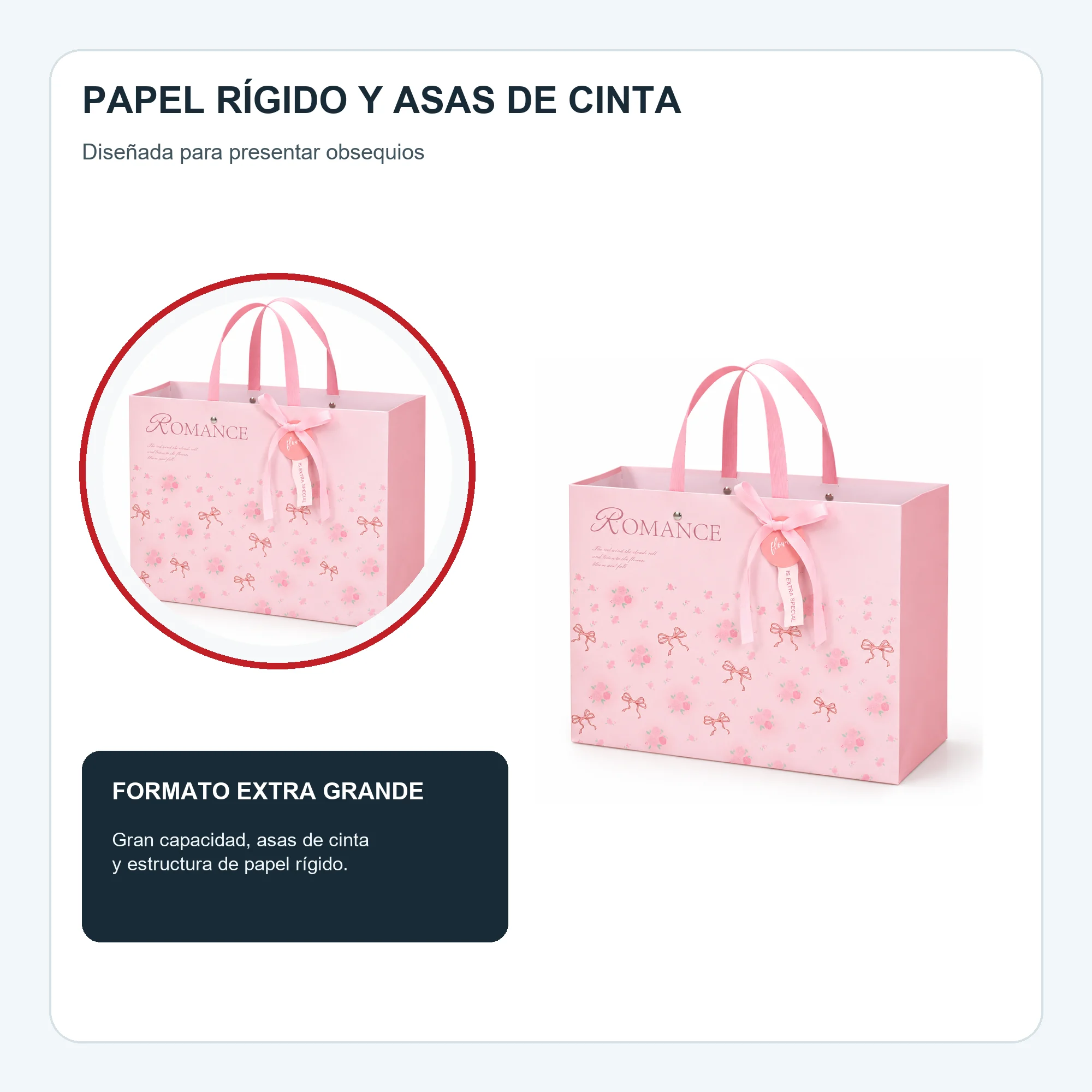 Bolsa de Regalo Rígida Romántica con Formato Extra Grande, 45 × 35 × 20 cm