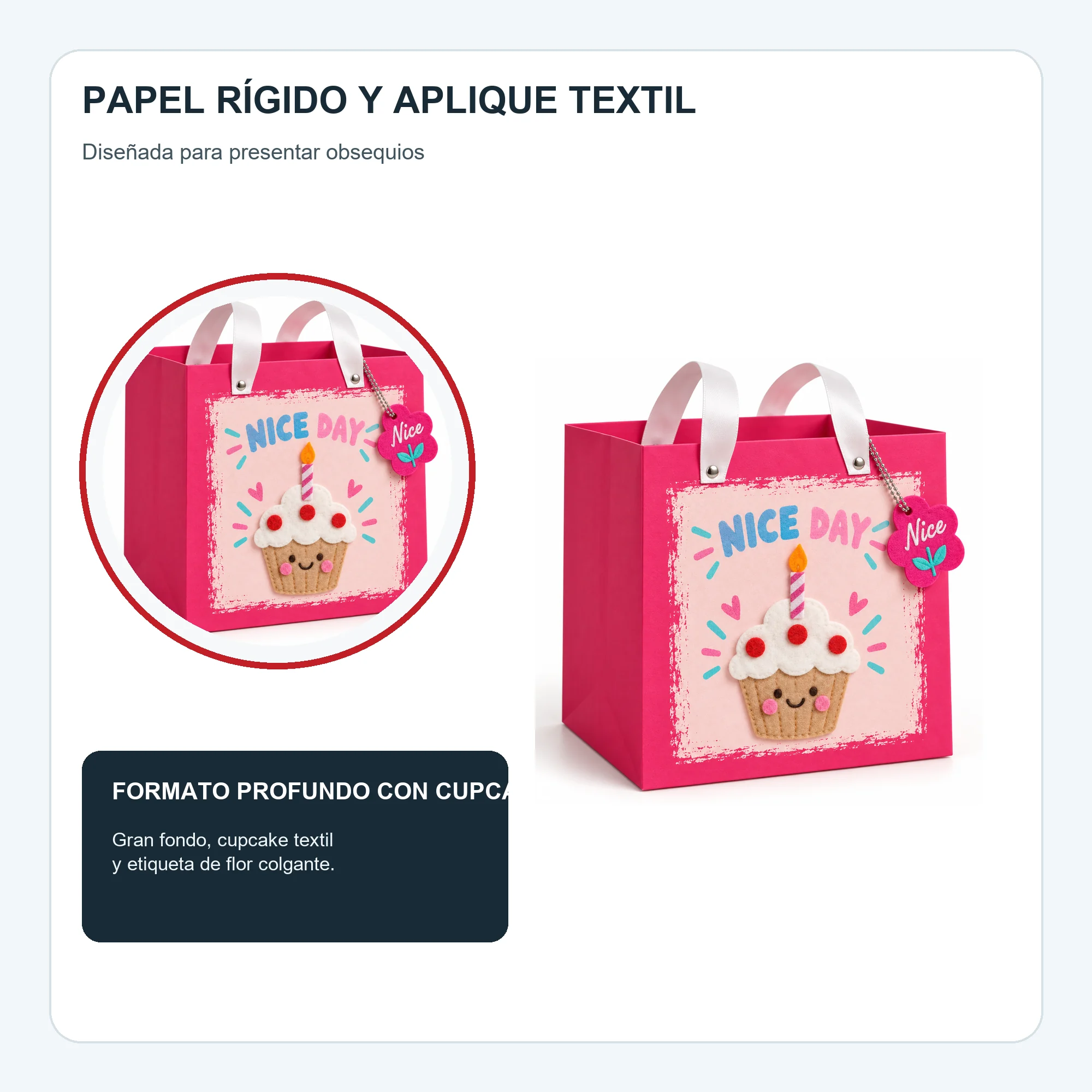 Bolsa de Regalo Rígida Profunda Con Cupcake con Formato Profundo Con Cupcake, 26 × 26 × 25 cm