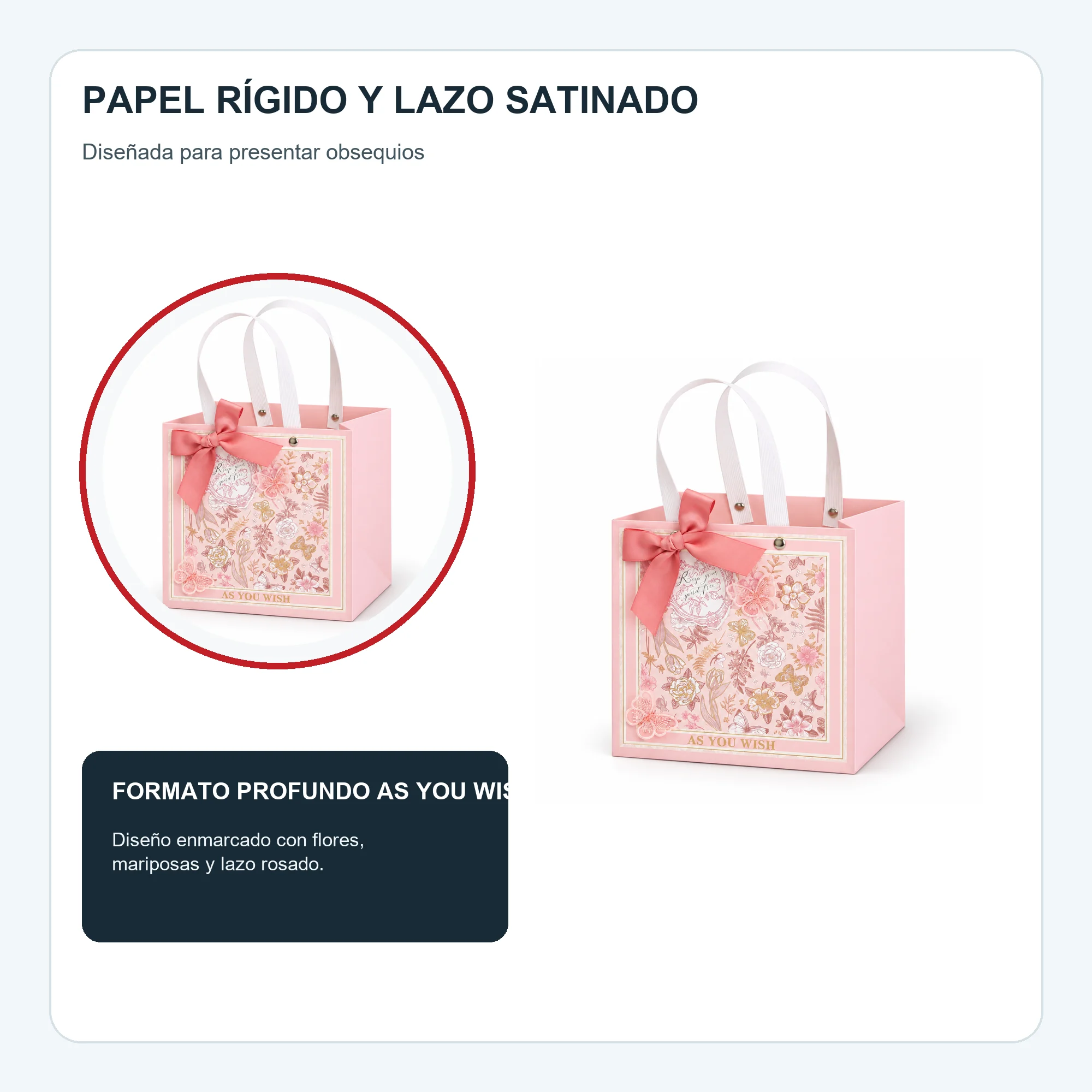Bolsa de Regalo Rosada Floral Profunda, 20 × 20 × 20 cm