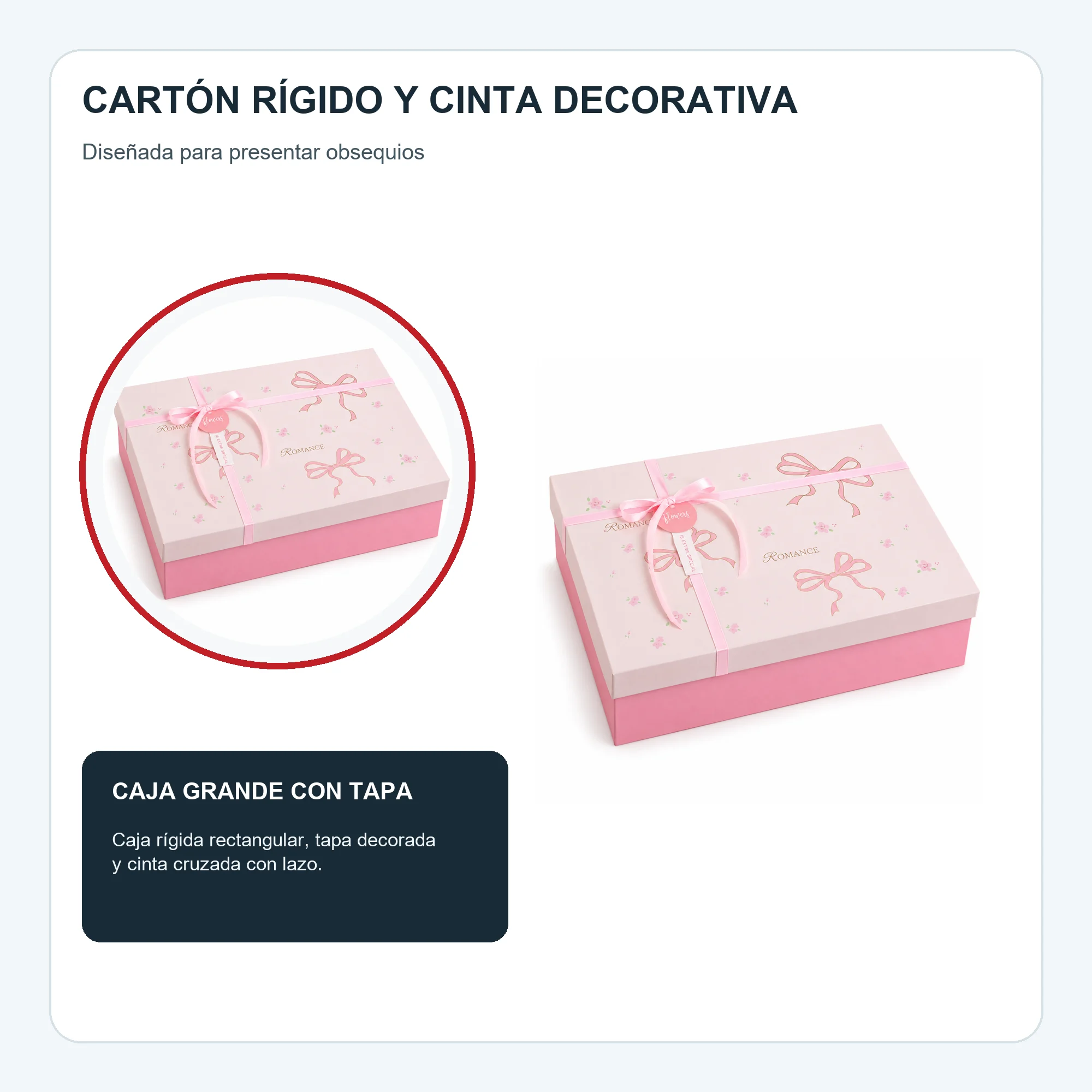 Caja de Regalo Rígida con Tapa y Cinta, 36,5 × 26 × 10,5 cm