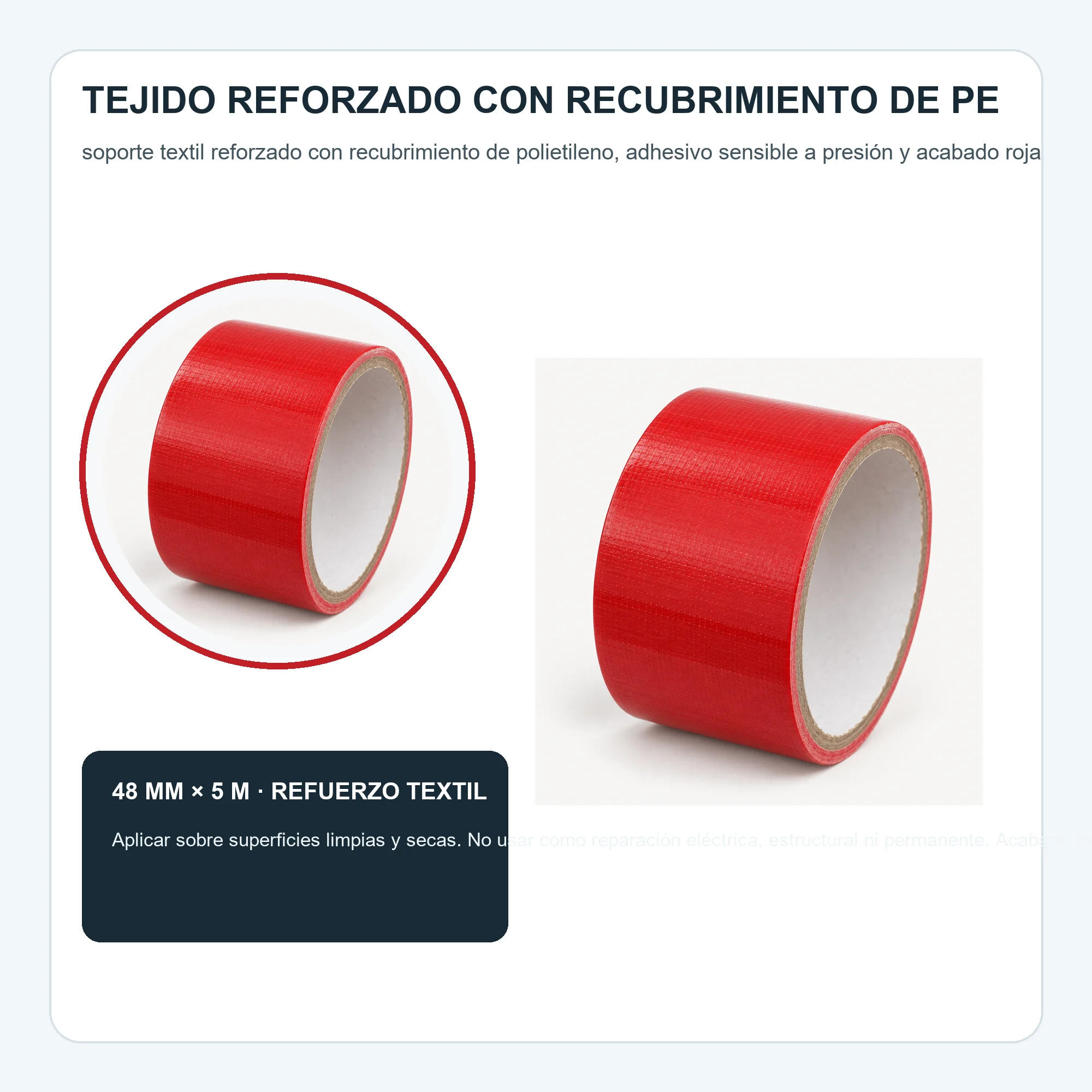Cinta Americana de Tela Roja, 48 mm × 5 m