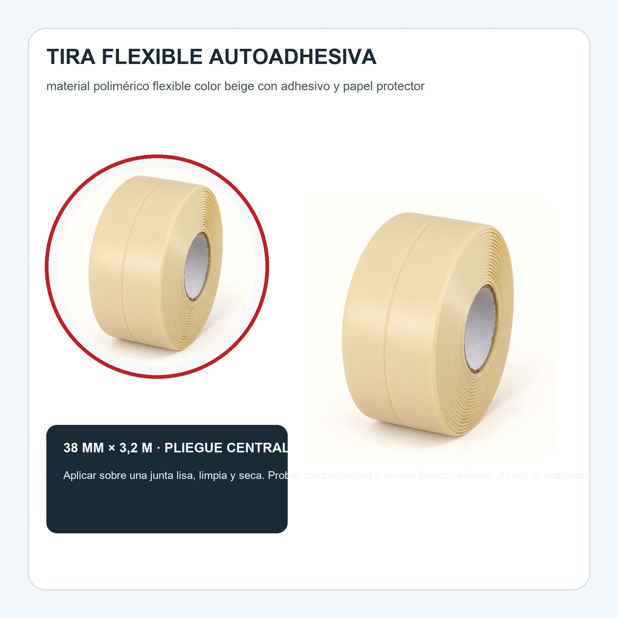 Cinta Selladora Autoadhesiva Beige, 38 mm × 3,2 m