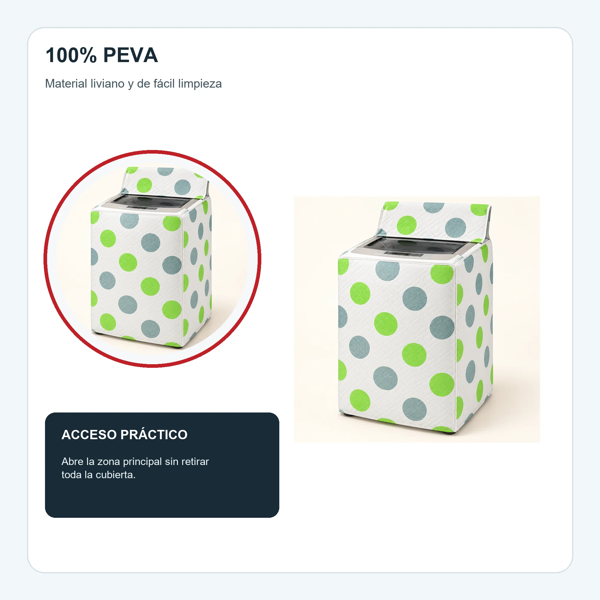 Funda de Lavadora 100% PEVA para Carga Superior, Estampado Surtido, 55 × 58 × 87 cm