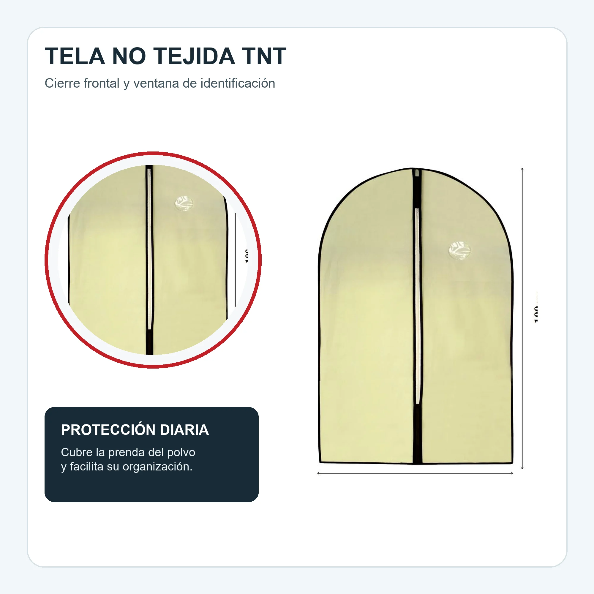 Funda de Traje de Tela No Tejida con Cierre, 60 × 100 cm, 1 Unidad