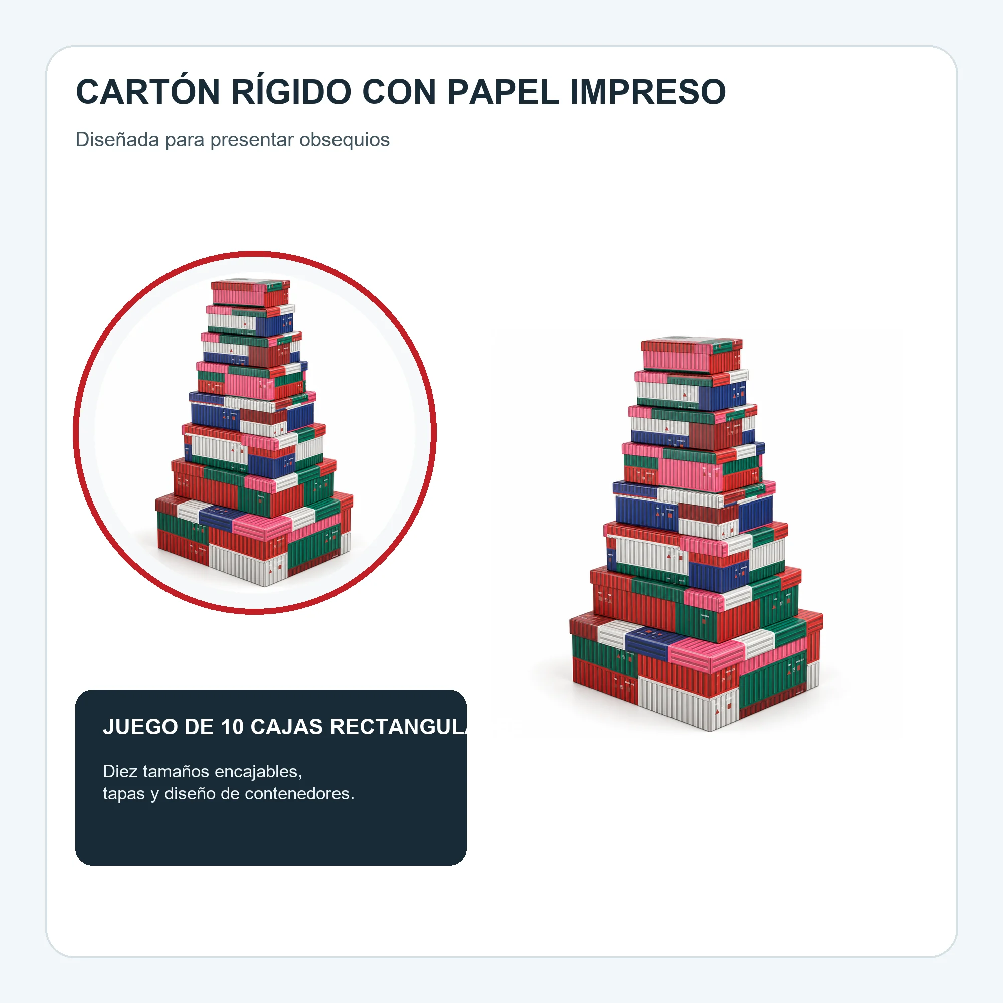 Juego de 10 Cajas de Regalo Juego Rectangular Diseño Contenedores, Tamaños Surtidos