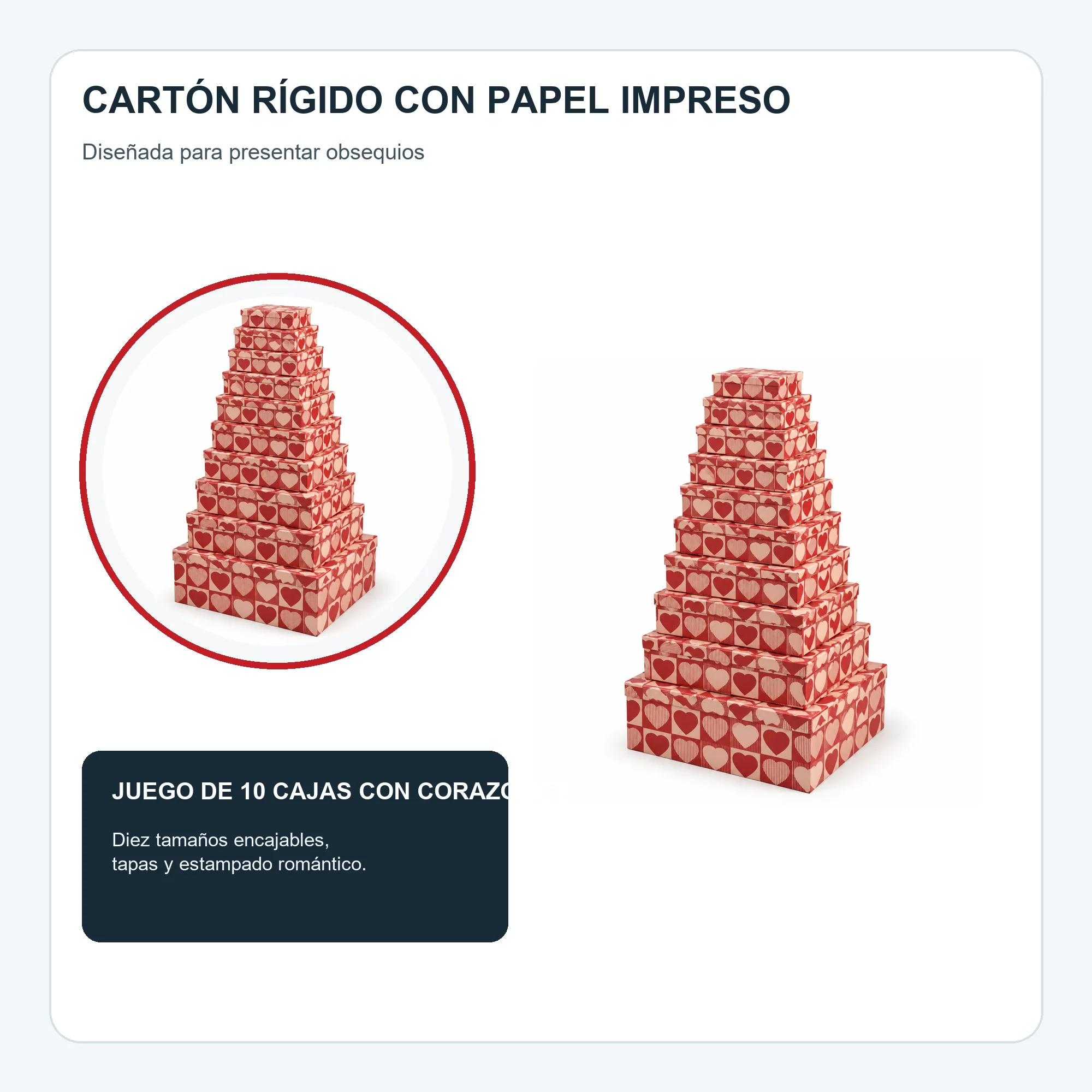Juego de 10 Cajas de Regalo Juego Rectangular Con Corazones, Tamaños Surtidos