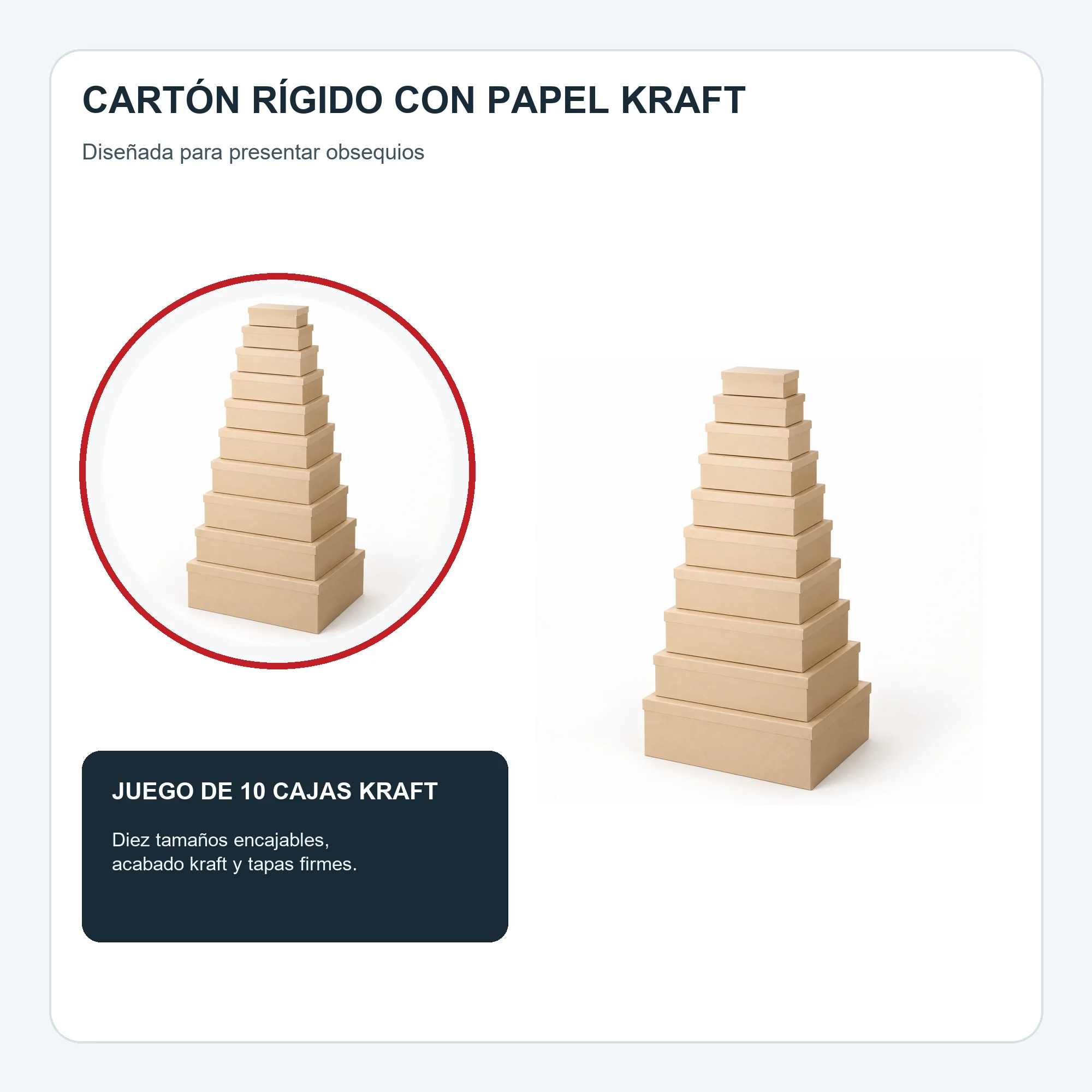 Juego de 10 Cajas de Regalo Juego Rectangular Kraft Natural, Tamaños Surtidos