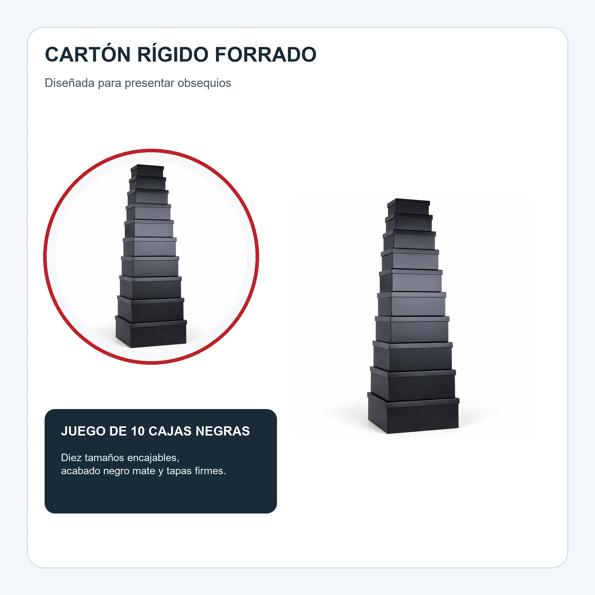 Juego de 10 Cajas de Regalo Juego Rectangular Negro Mate, Tamaños Surtidos