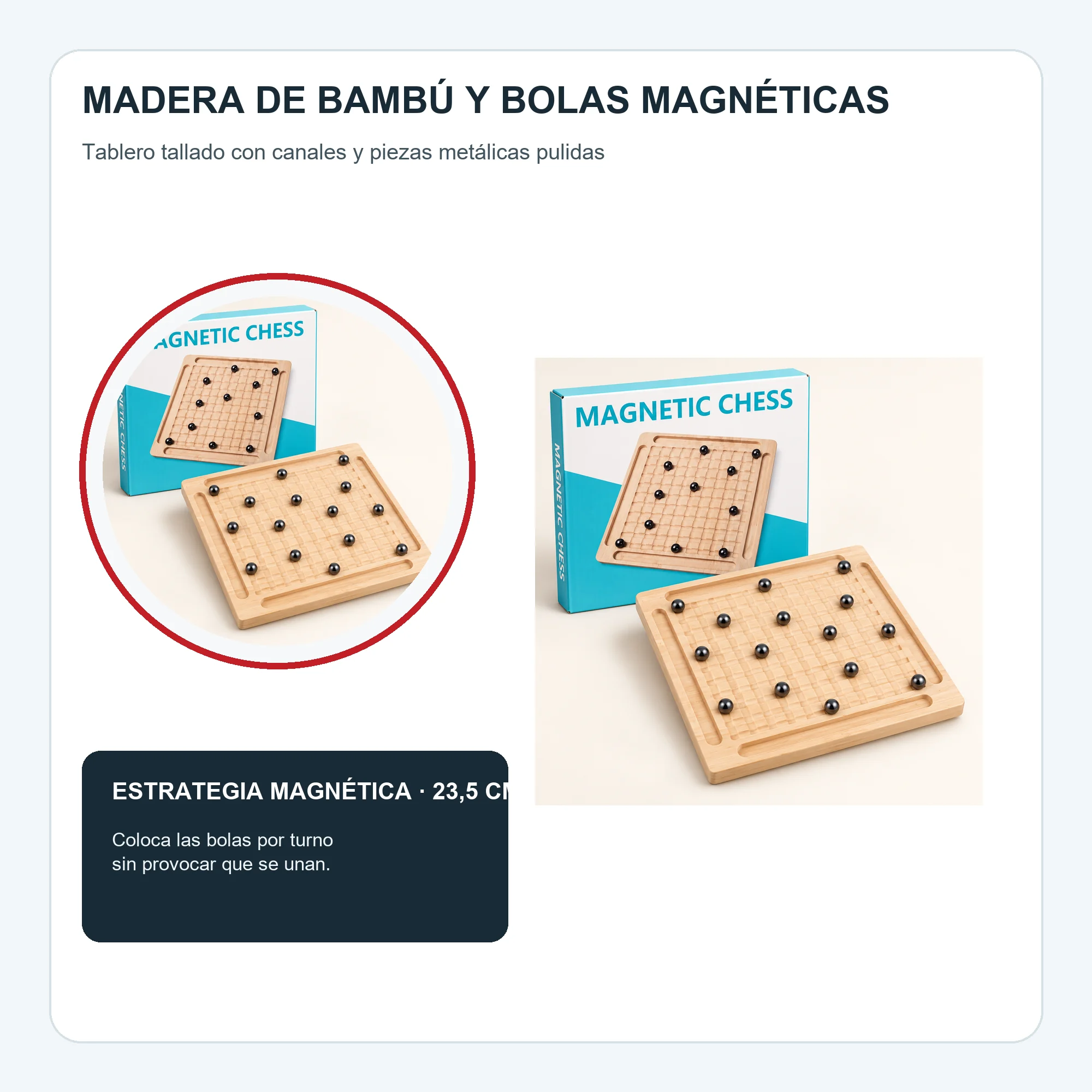 Juego Magnetic Chess de Madera, 23,5 × 23,5 cm