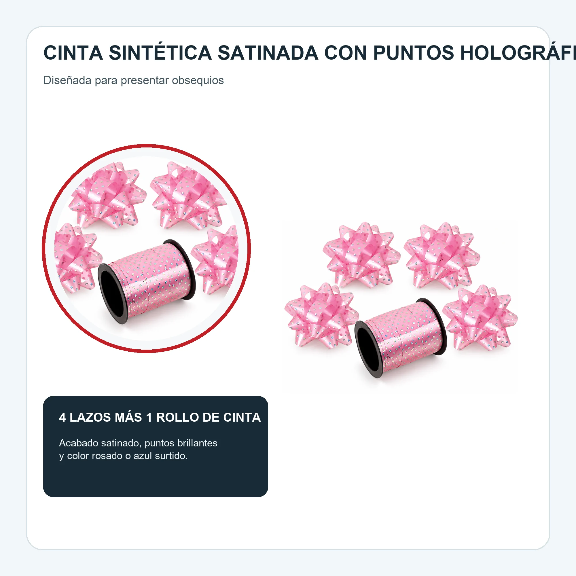 Kit de 4 Lazos de Malla con Rollo de Cinta, Lazos de 5 cm, Color Surtido