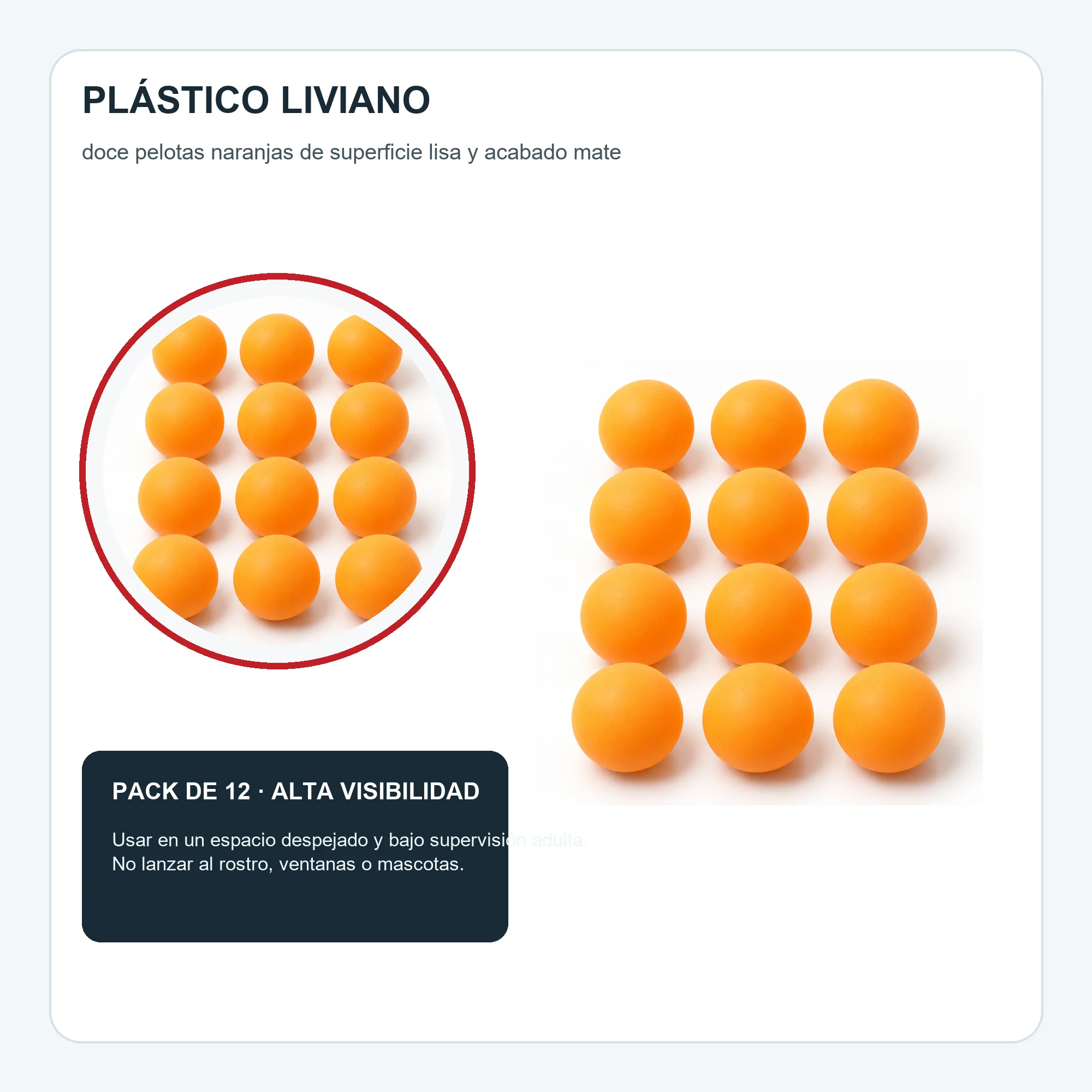 Pelotas de Tenis de Mesa Naranjas, 3,5 cm, Pack de 12