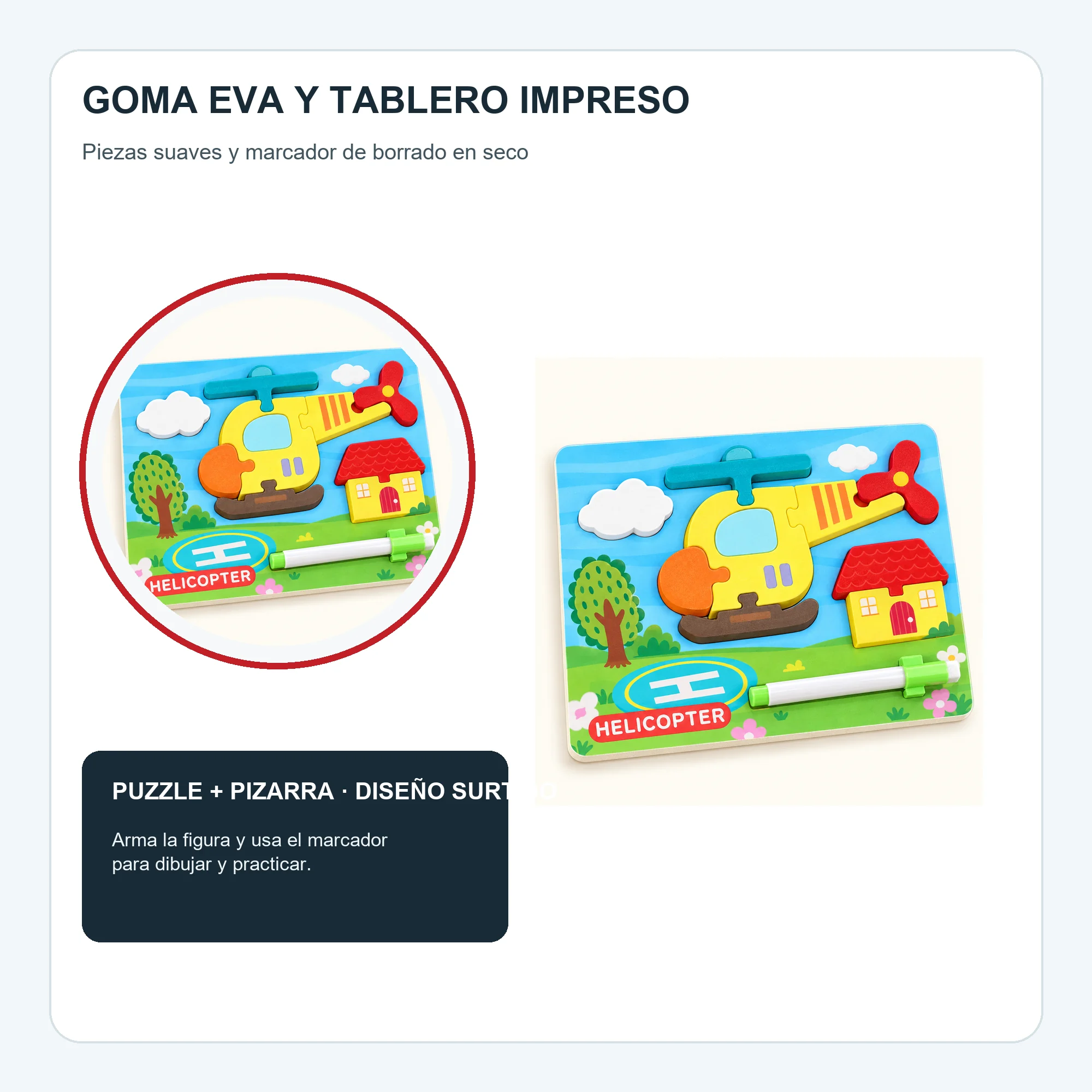 Puzzle Infantil de Goma EVA con Pizarra y Marcador, 22,3 × 18 cm
