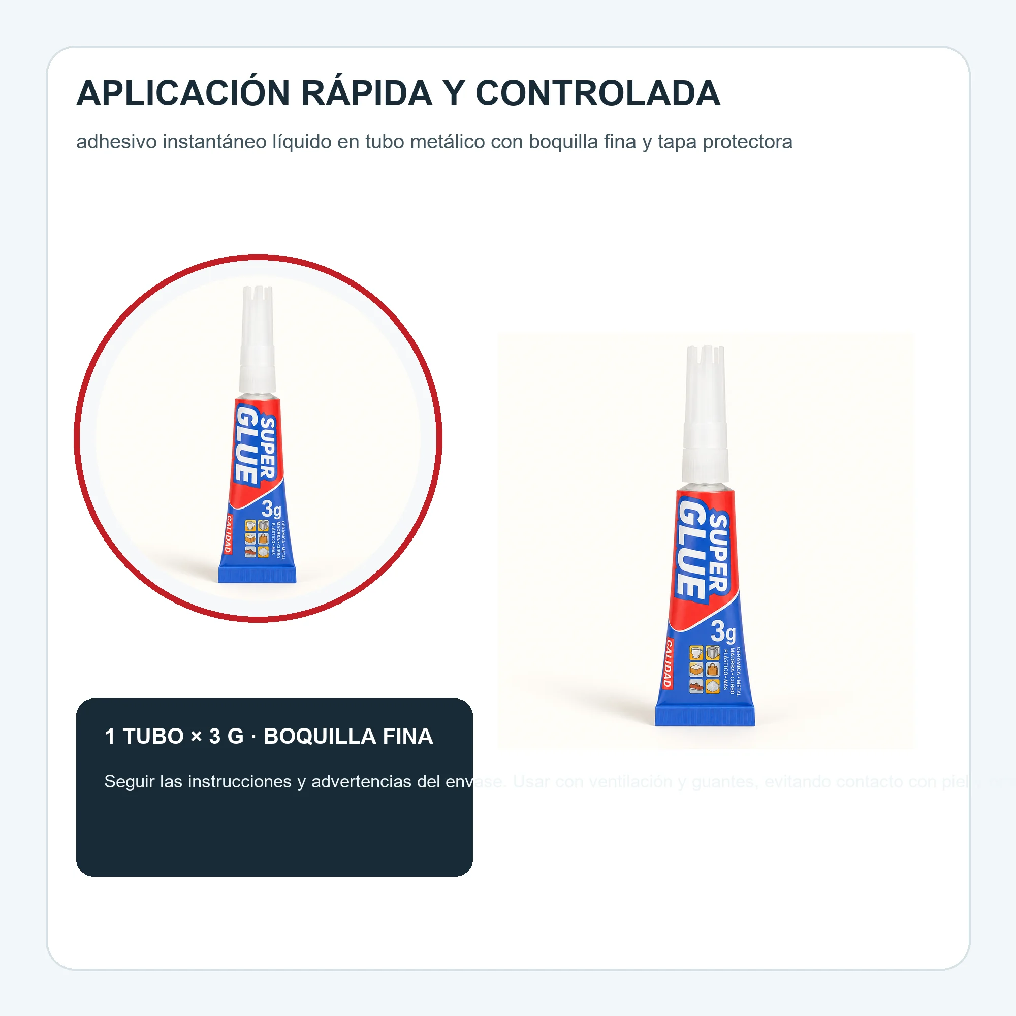 Set de 1 Adhesivo Instantáneo de 3 g con Boquilla de Precisión