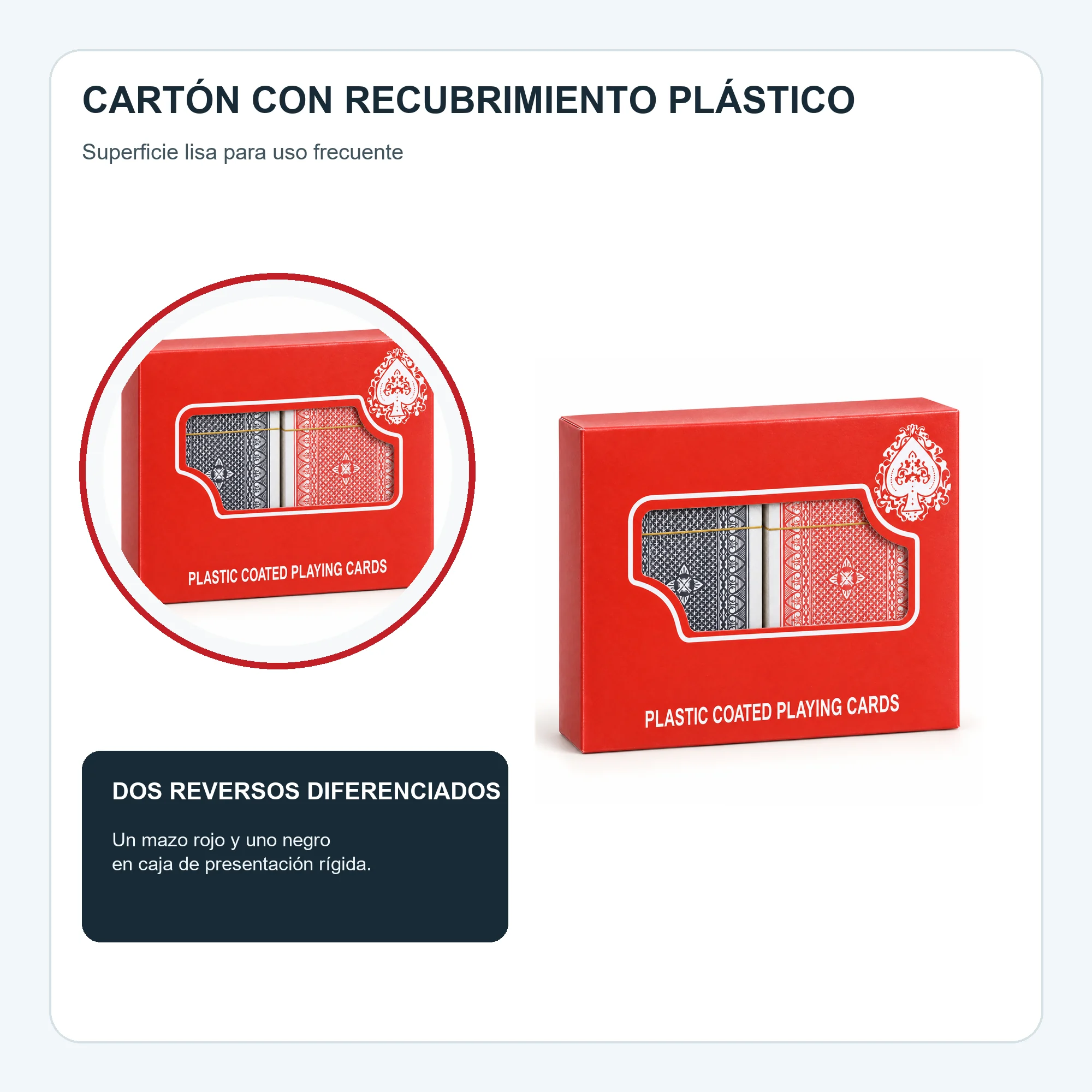 Set de 2 Mazos de Cartas de Póker Plastificadas con Caja