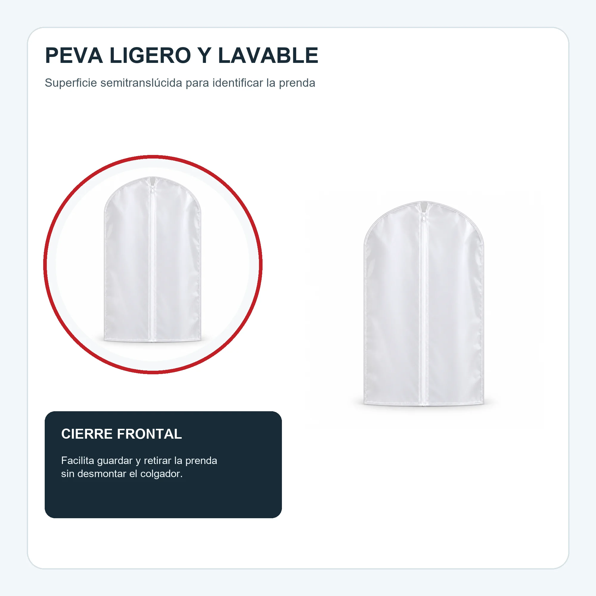 Set de 3 Fundas para Traje de PEVA con Cierre, 60 × 100 cm, 3 Fundas