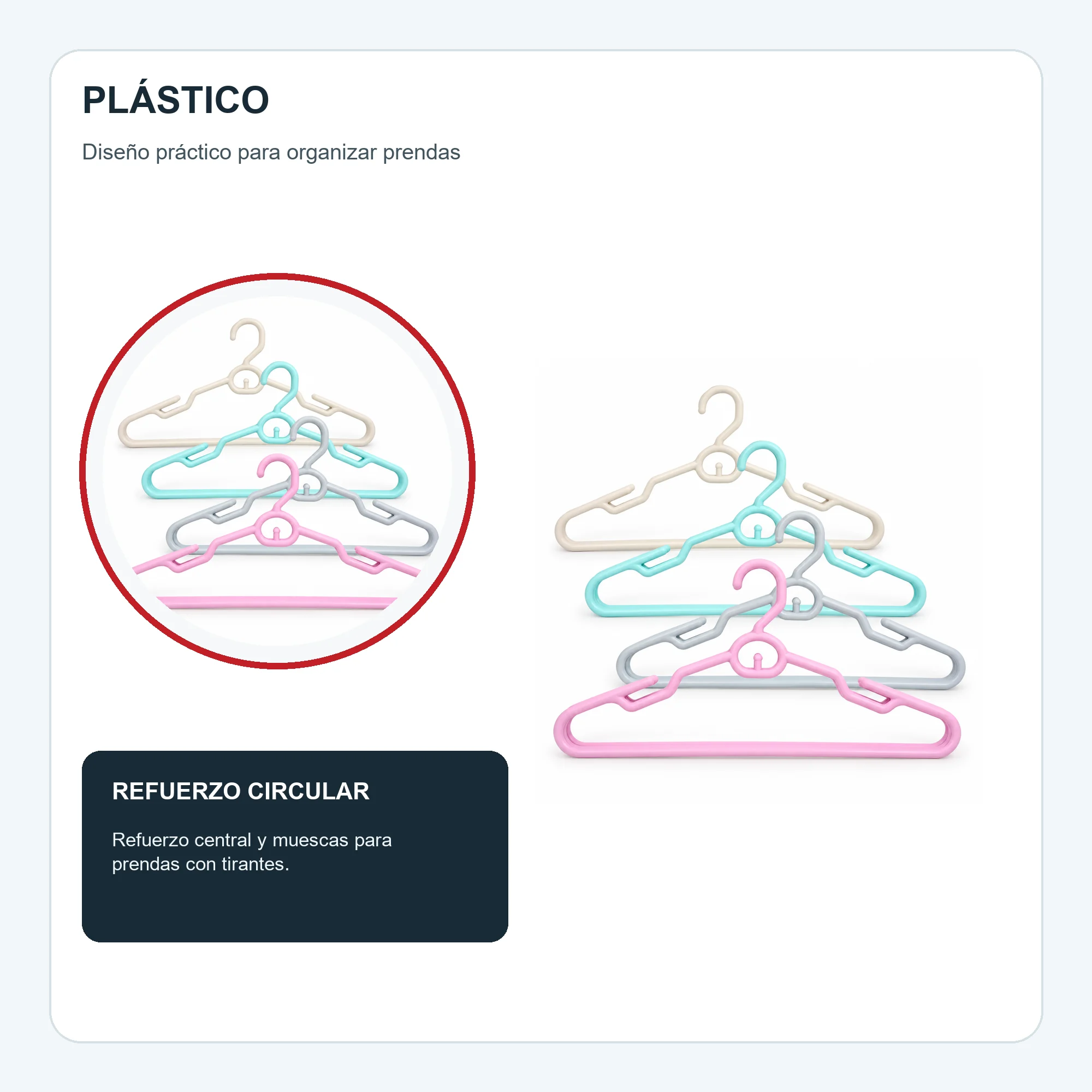 Set de 4 Colgadores de Plástico, 41 cm