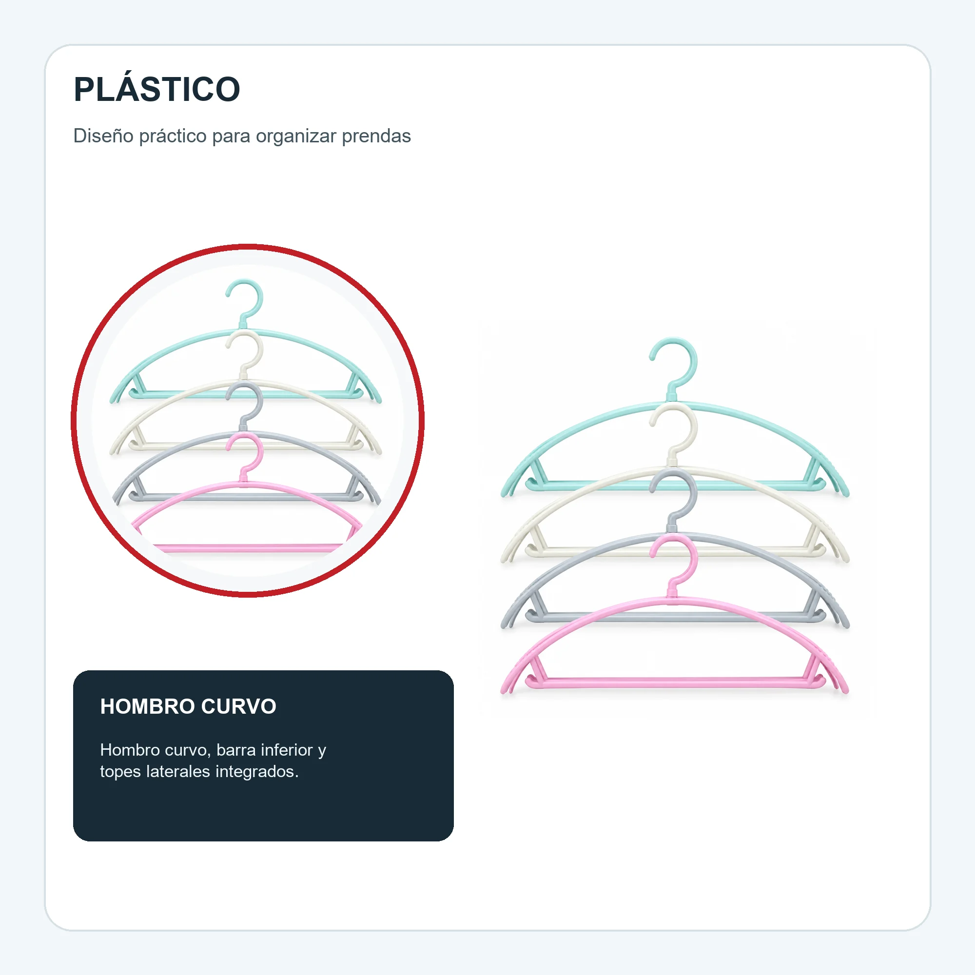 Set de 4 Colgadores de Plástico, 40 cm